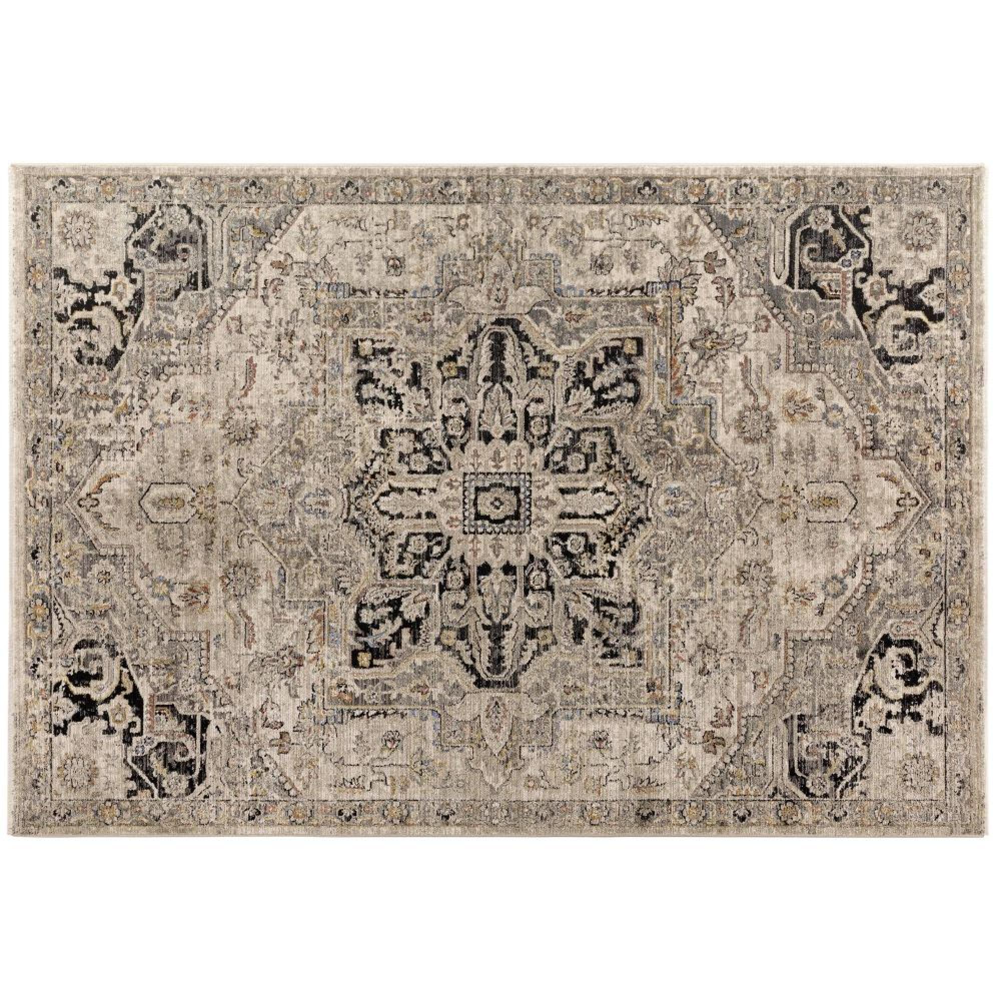 Sovereign Antique Grey Silver Medallion Rug - Sizes Available