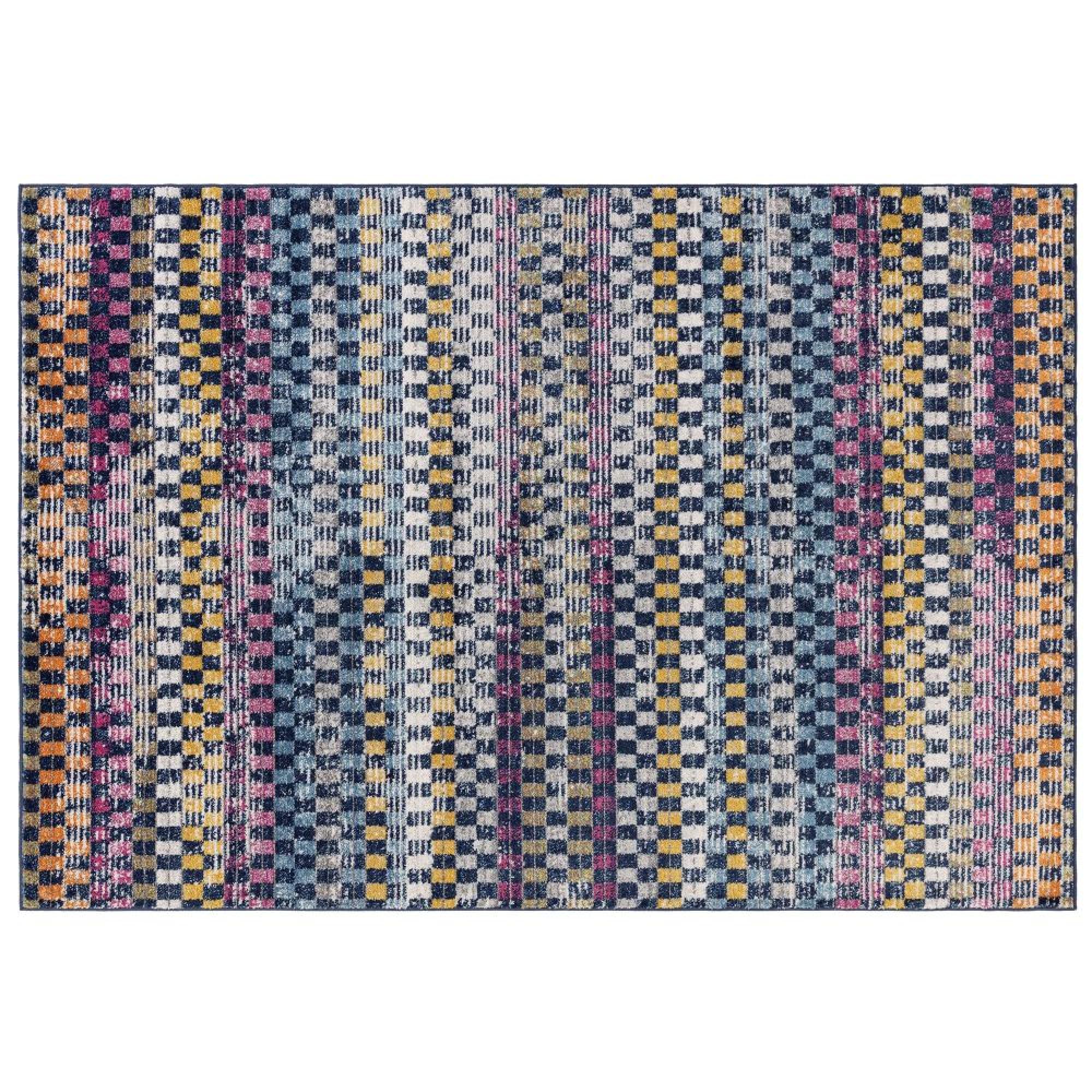 Muse Check Bright Multi Colour MU30 Rug - Sizes Available