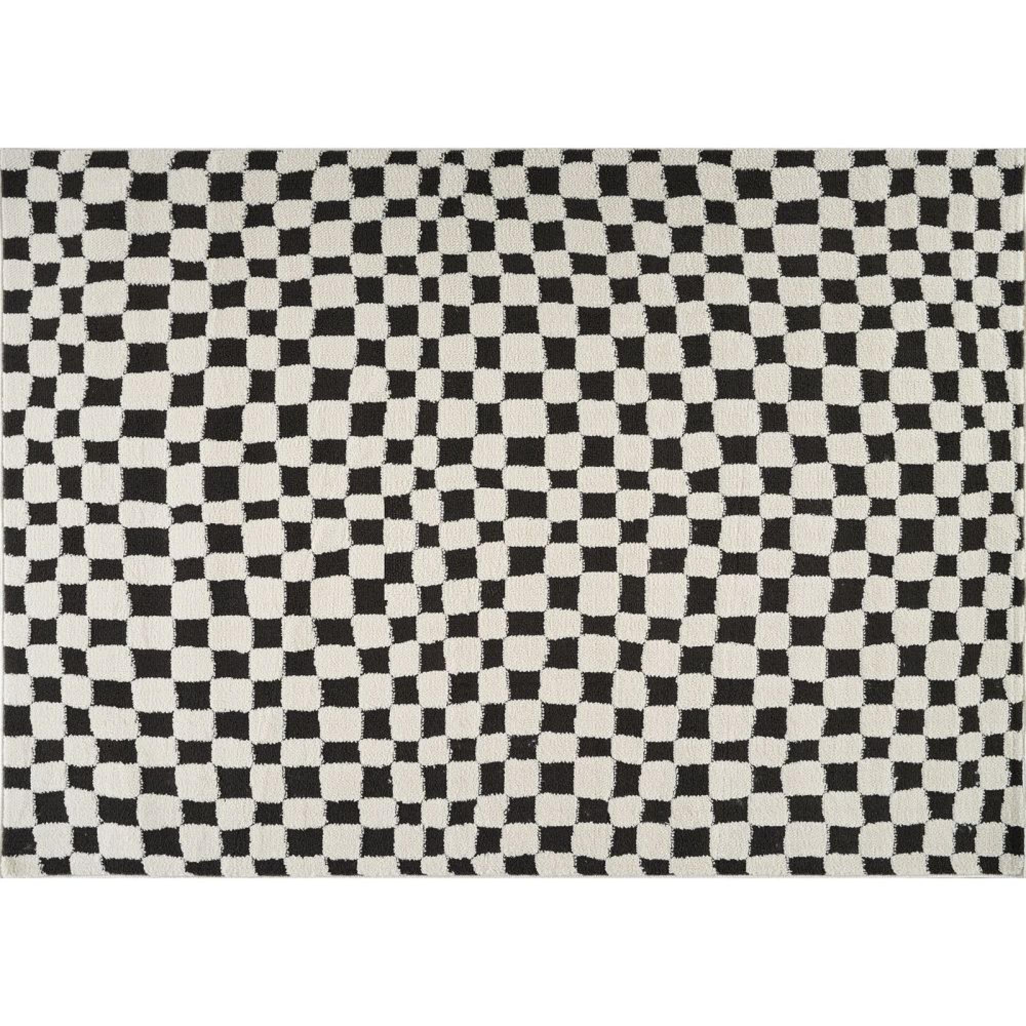 Freud Black High Pile Checkered FEU2302 Rug - Sizes Available