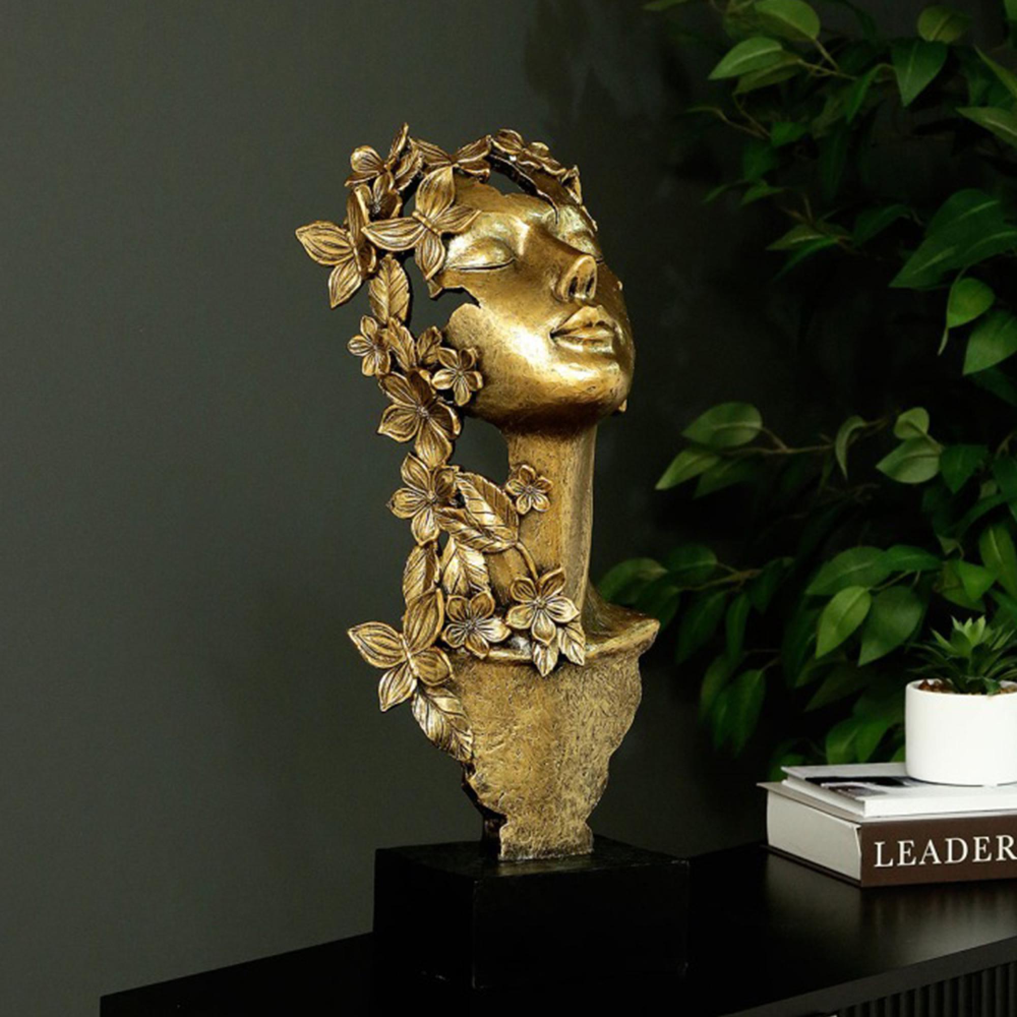 Sculpture - Antique Gold Lady Face - Polyresin