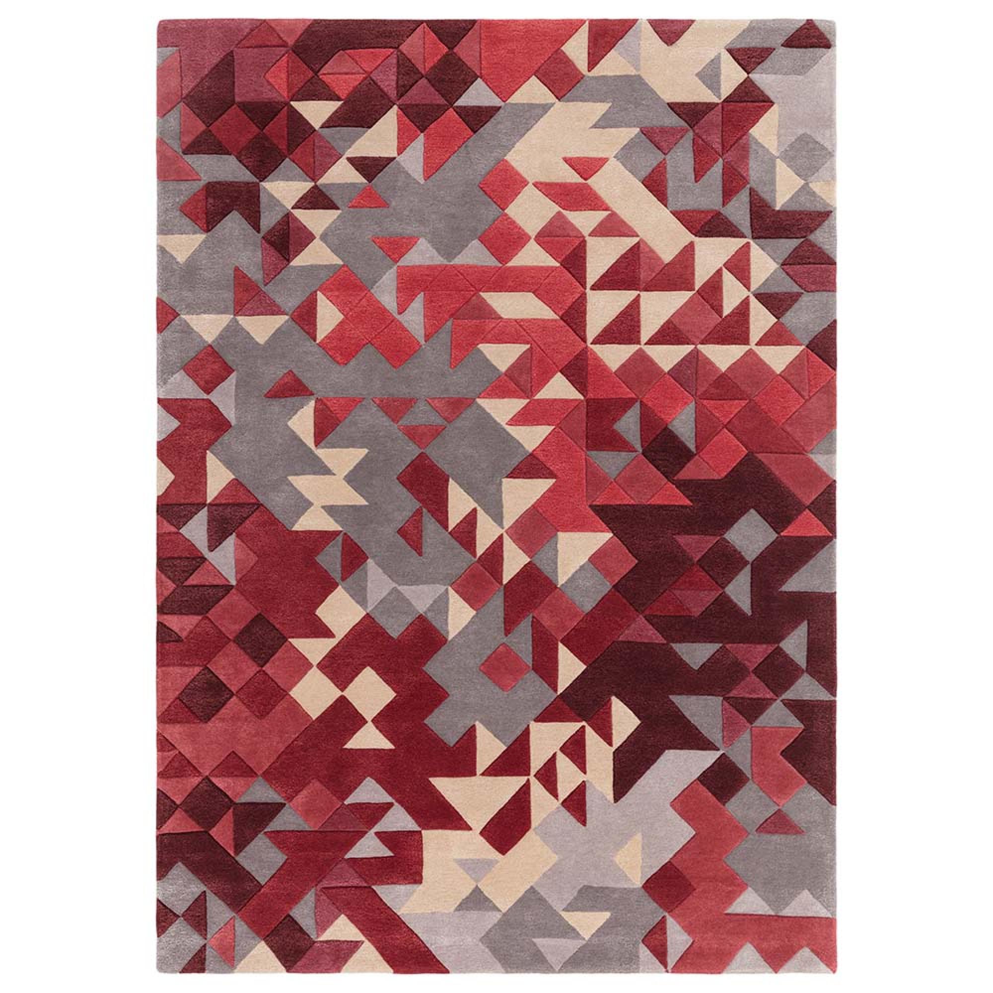 Contemporary Design Enigma Rug - Red - Sizes Available