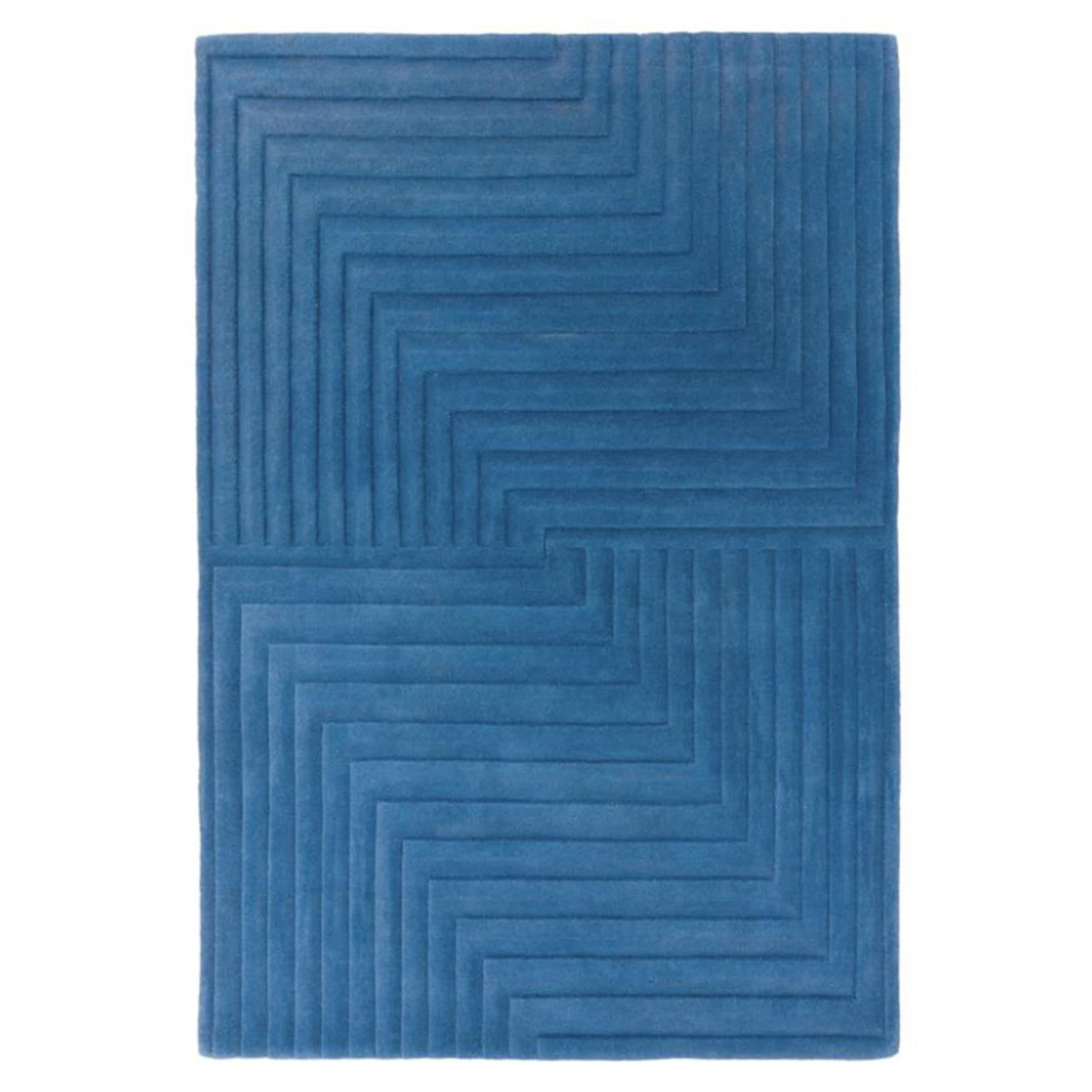 Contemporary Plain Form Rug - Blue - Sizes Available