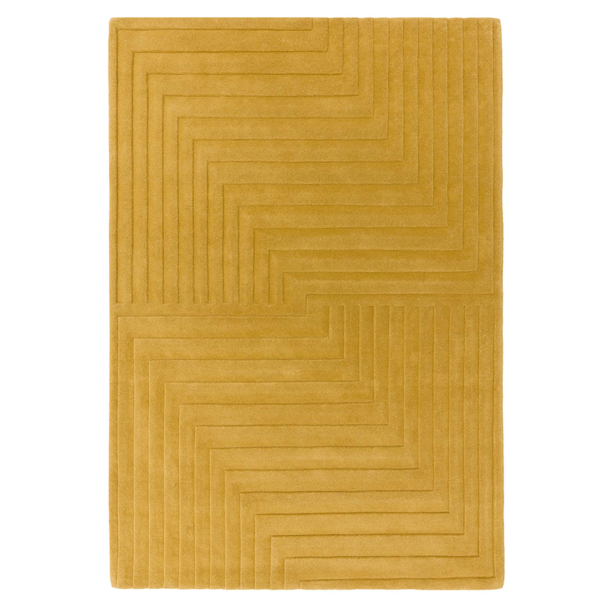 Contemporary Plain Form Geometric Rug - Ochre - Sizes Available