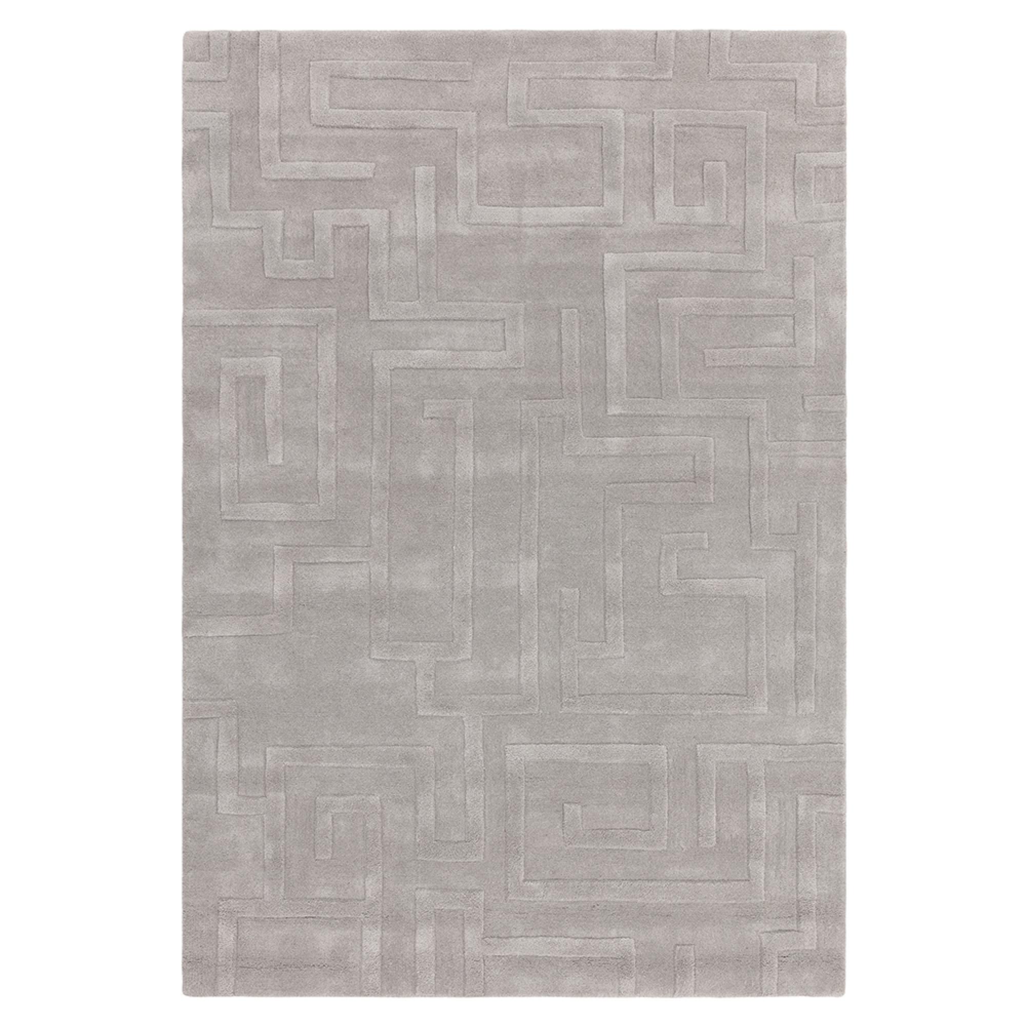 Contemporary Plain Maze Rug - Silver - Sizes Available