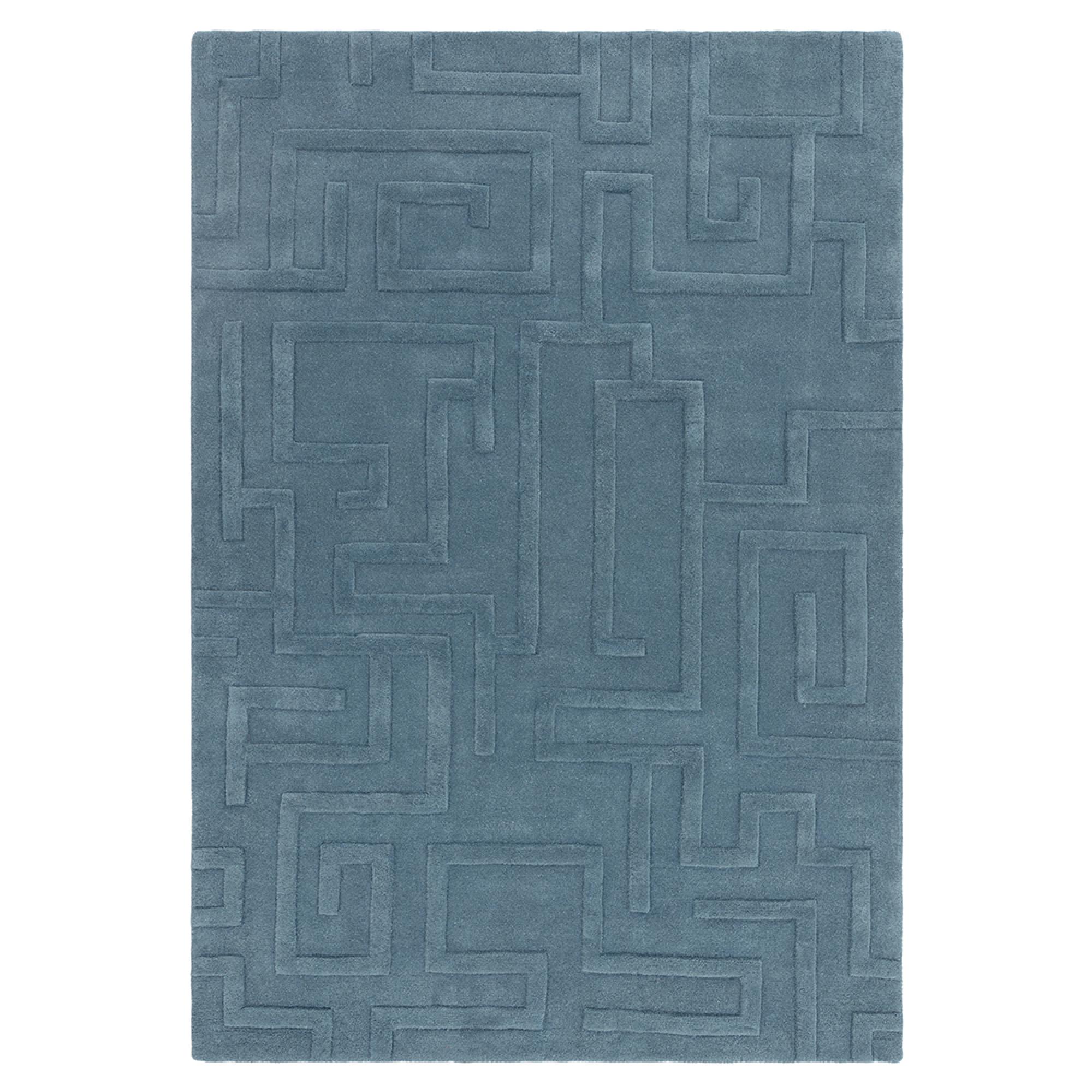 Contemporary Plain Maze Rug - Teal - Sizes Available