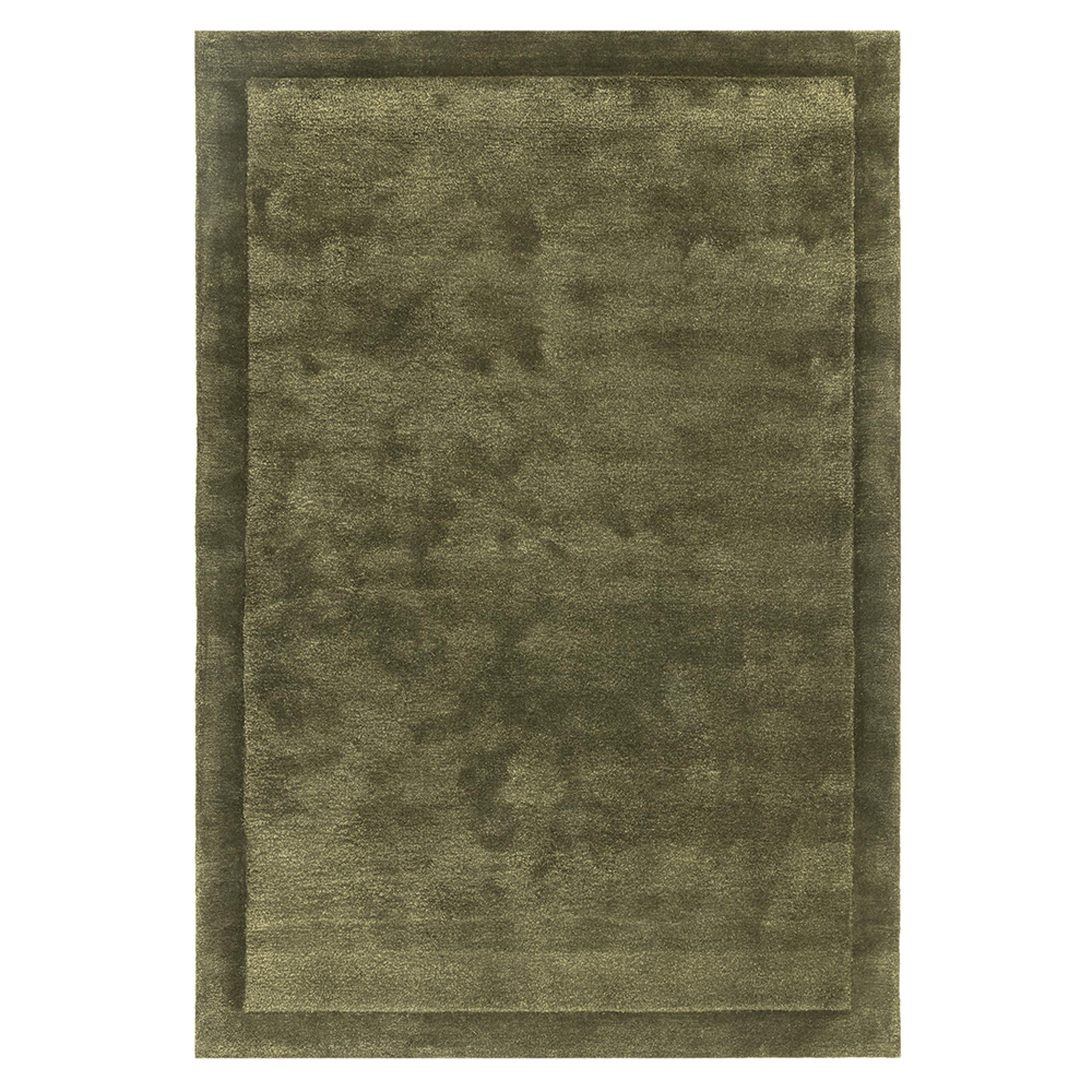 Contemporary Plain Rise Rug - Olive - Sizes Available