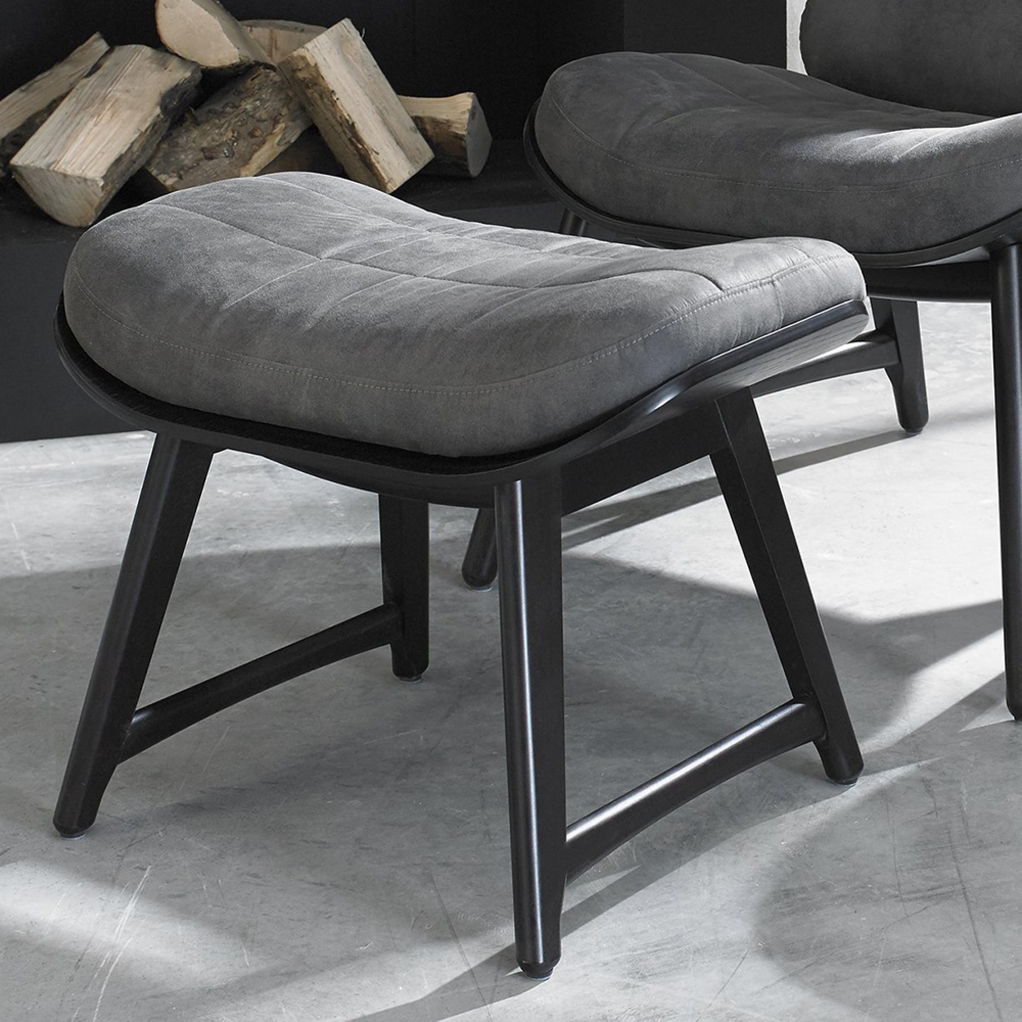 Vintage Peppercorn Footstool - Dark Grey Fabric