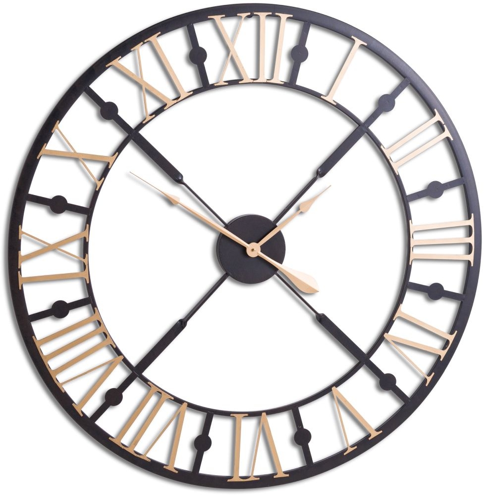 Skeleton Clock - Black and Gold - 95cm x 95cm