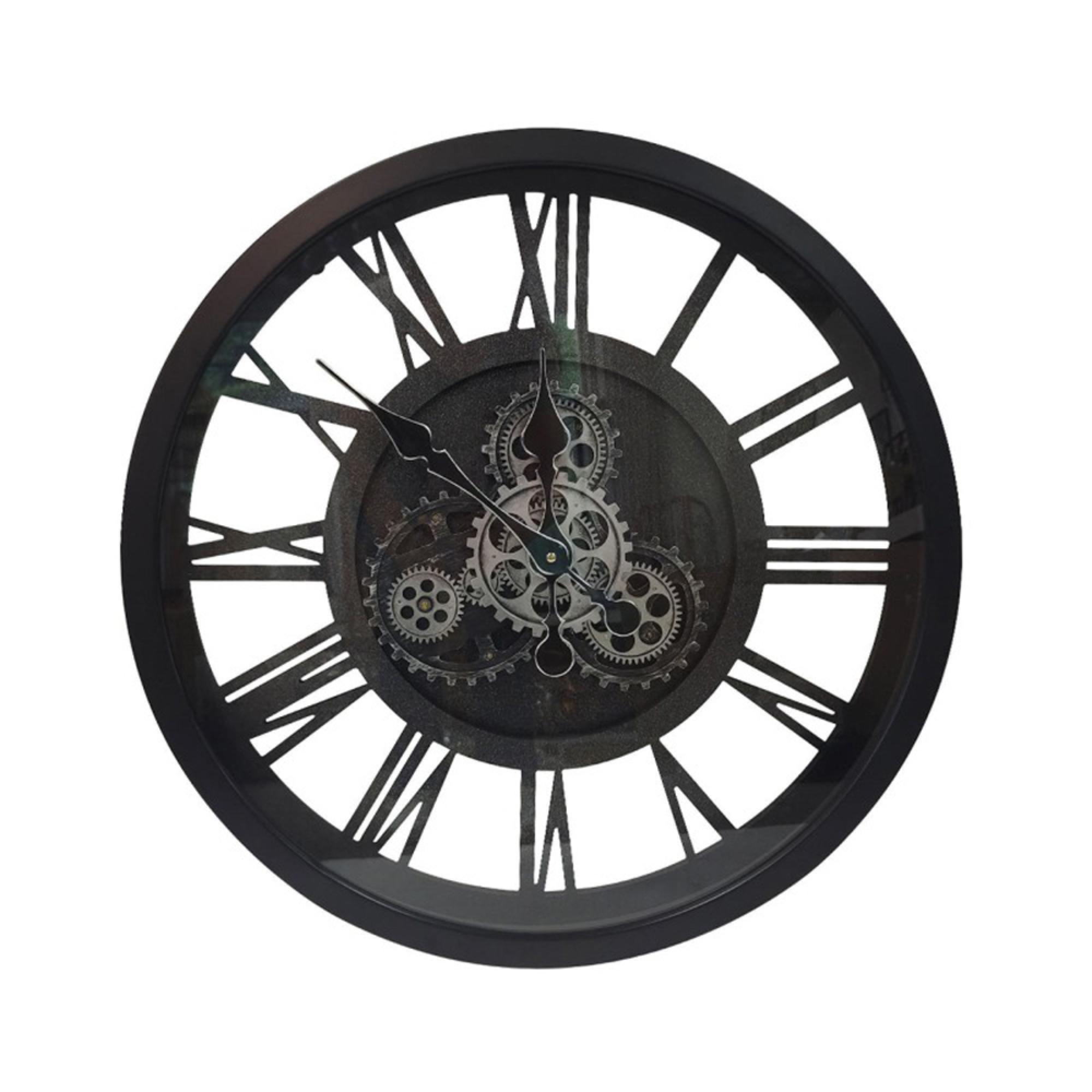 Wall Clock - Round - Black Gears