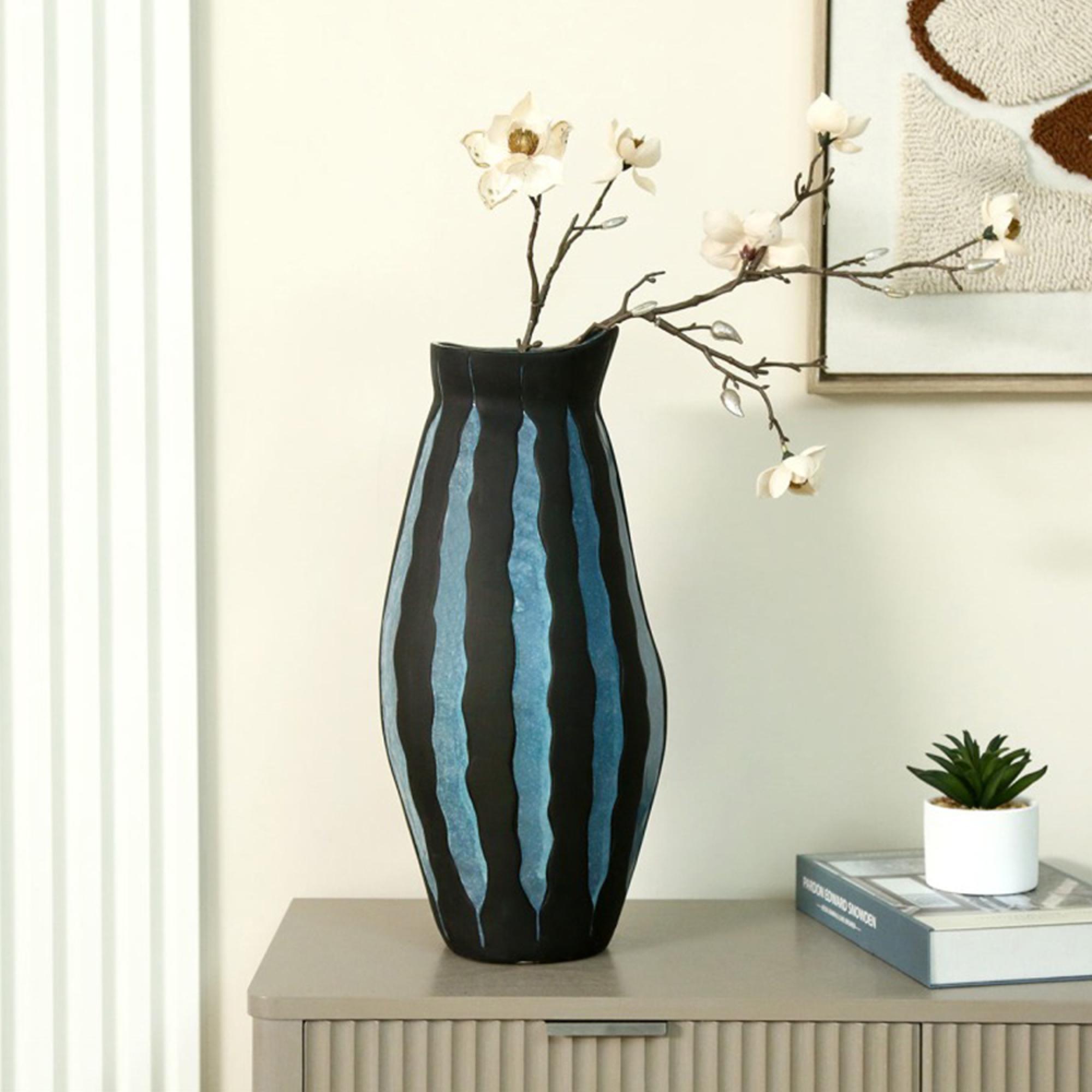 Vase - Black and Blue - Ceramic