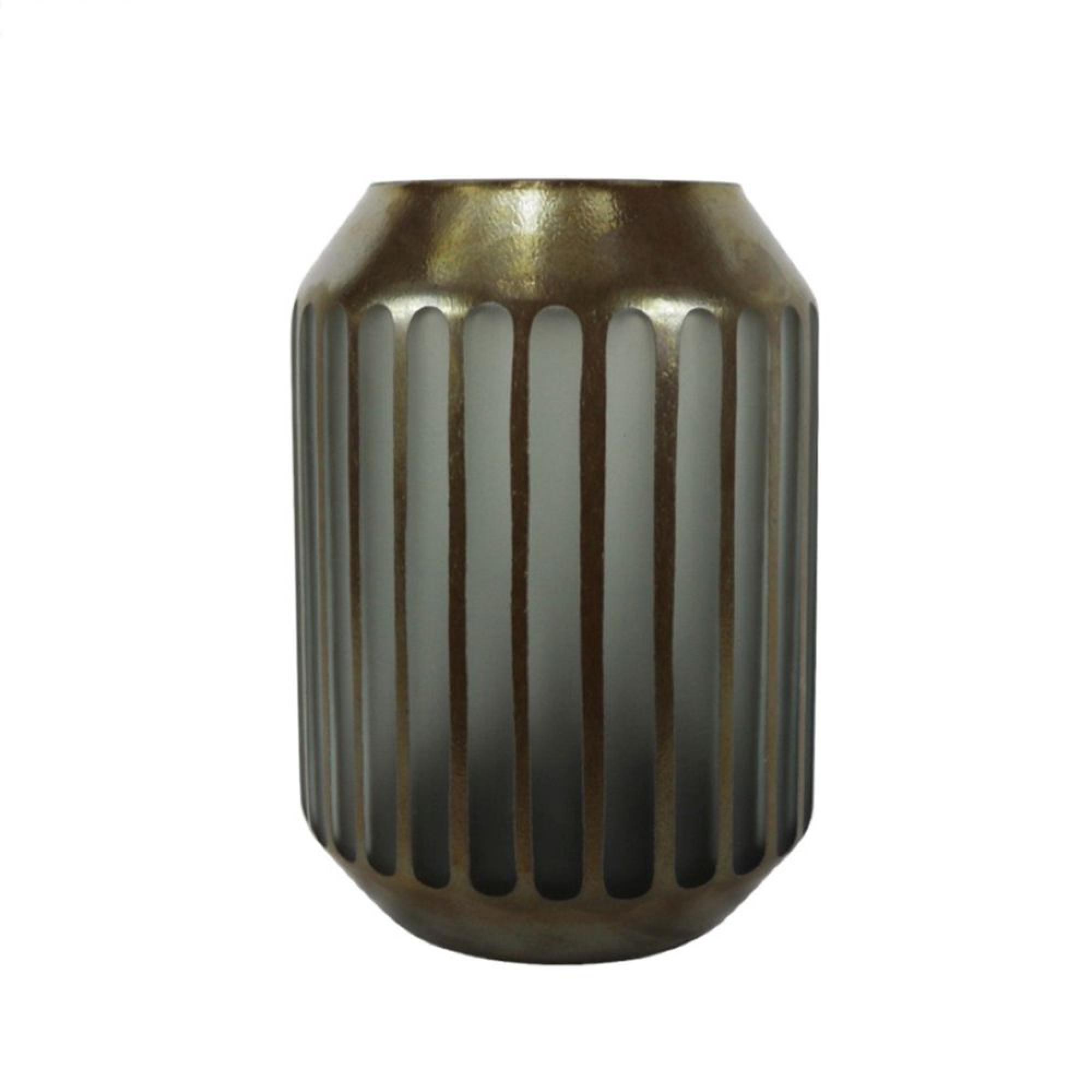 Vase - Brown and Grey - Pleated Glass - Small