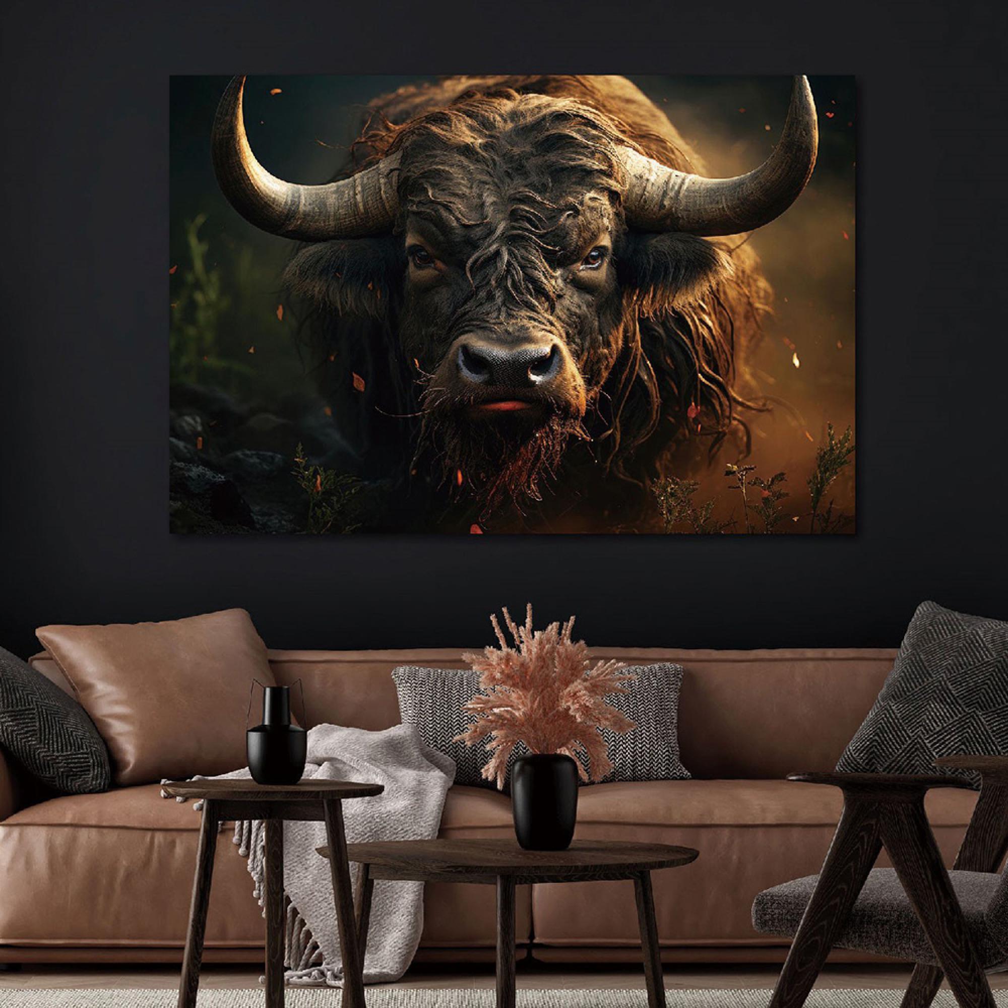 Bull Tempered Glass Wall Art