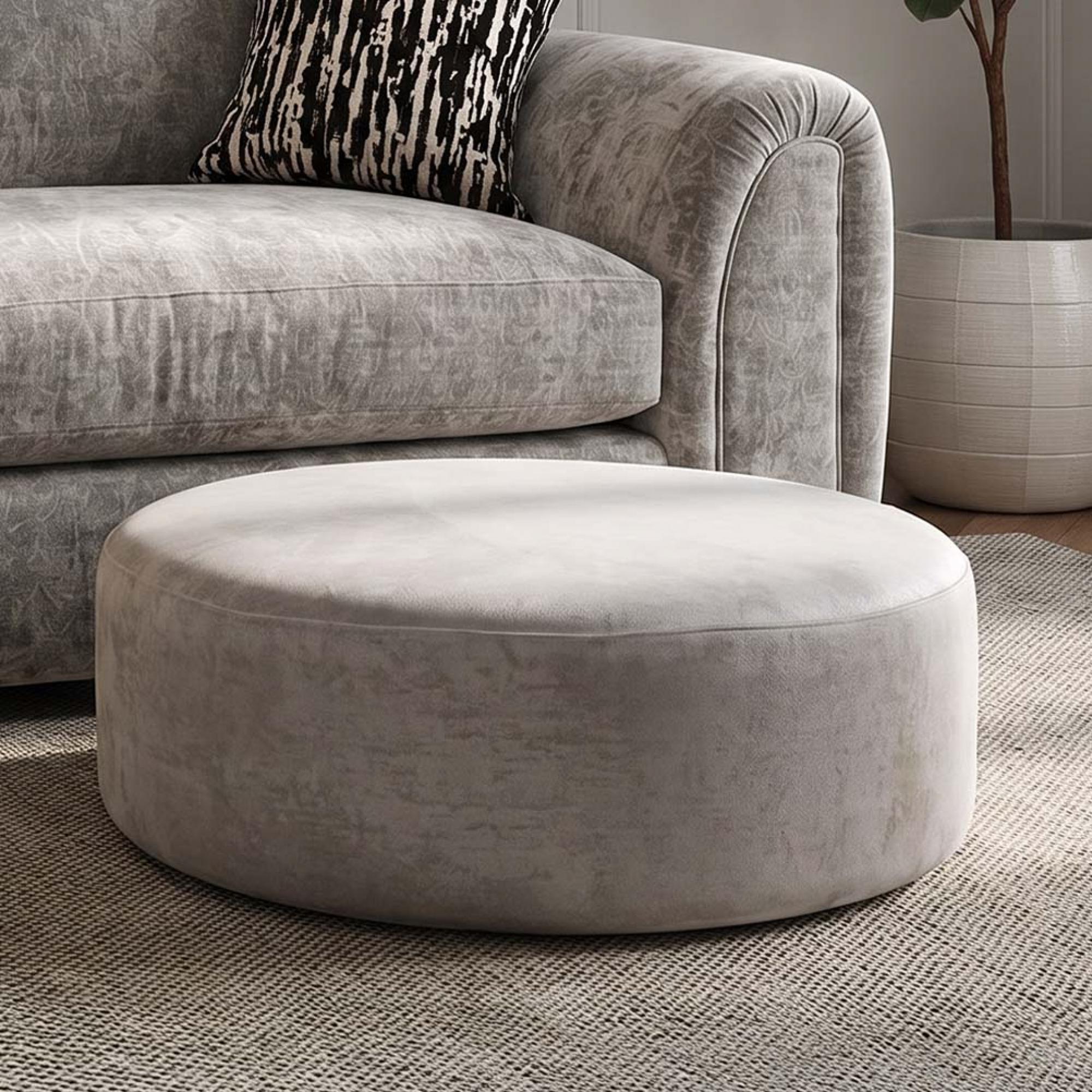 Buoyant Arc Fabric Footstool - Round - Variation Available