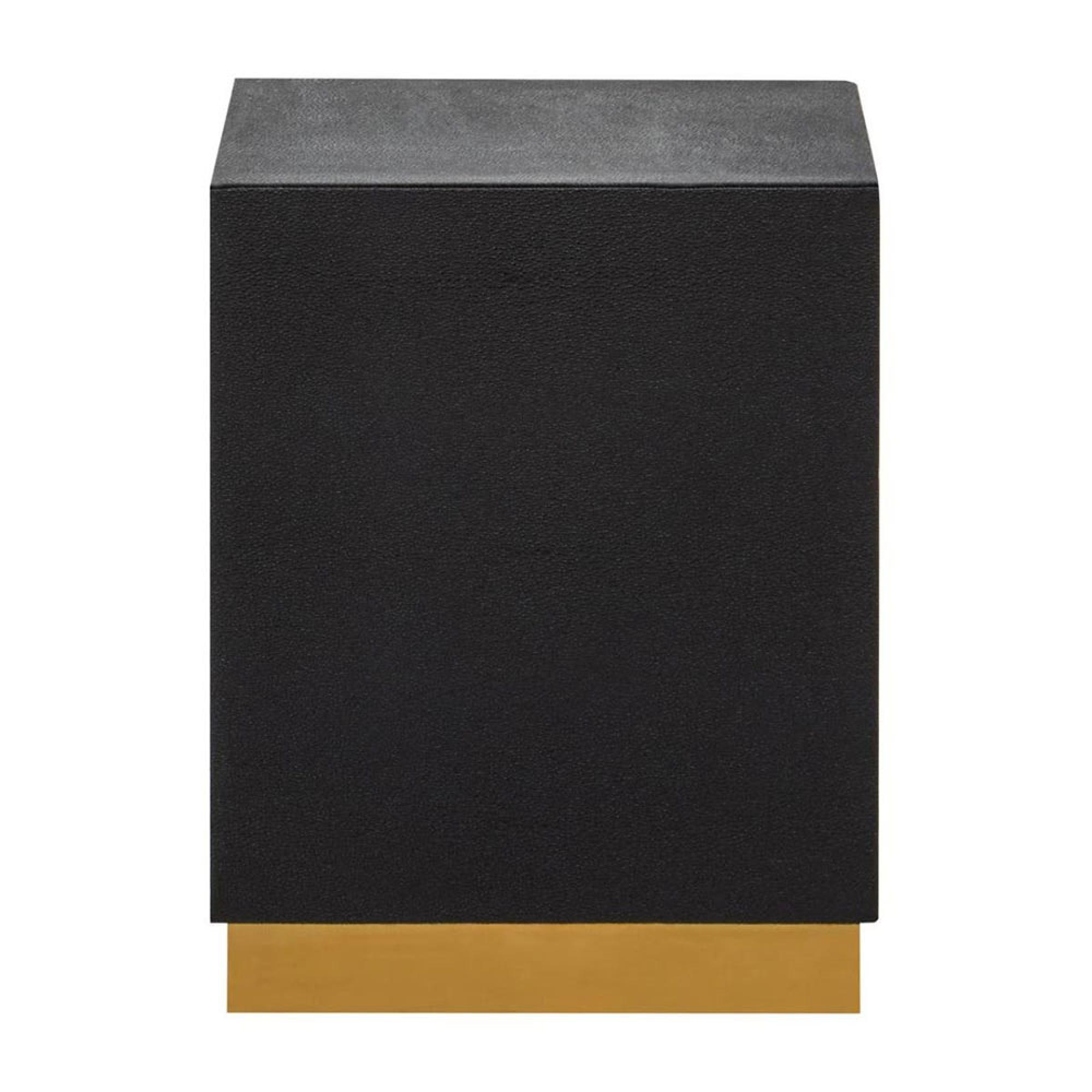Cardoba Stool - Square - Black Faux Shagreen