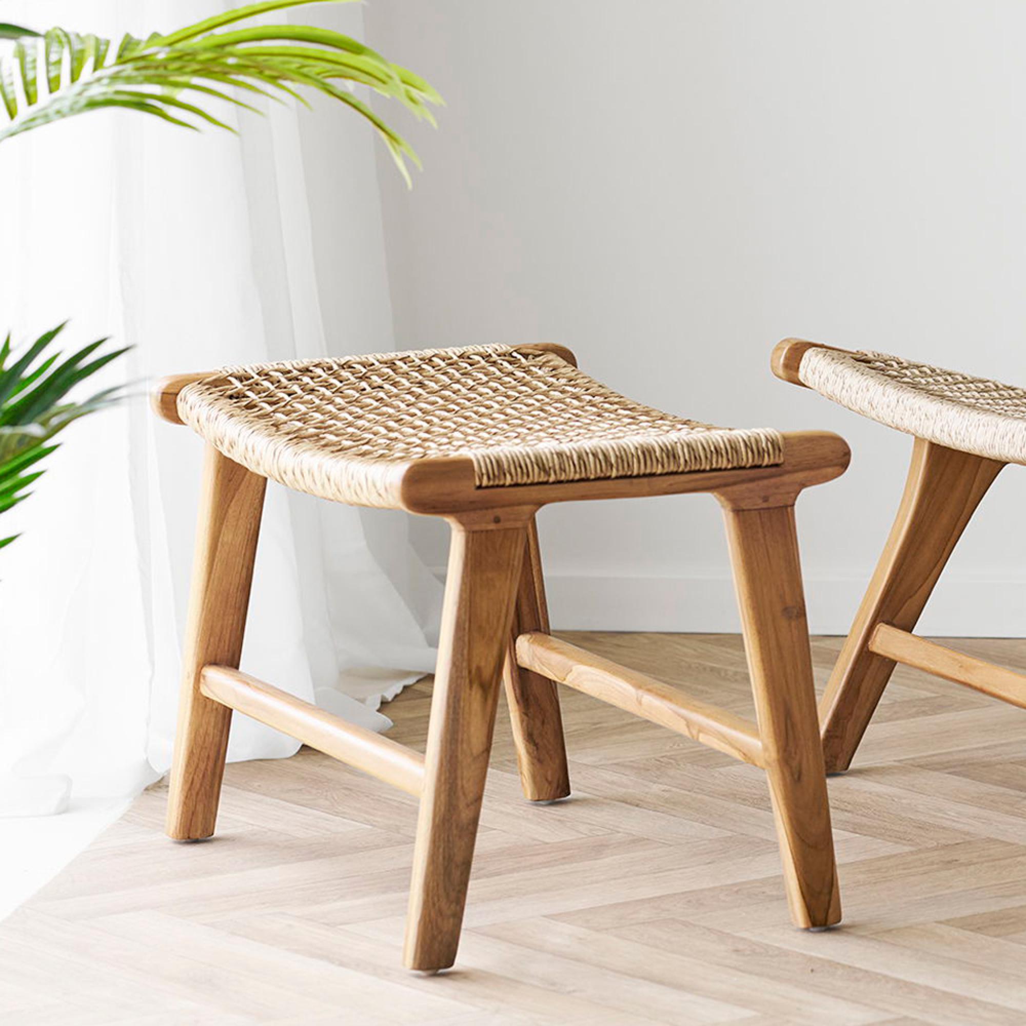 Derby Footstool - Natural - Teak Wood