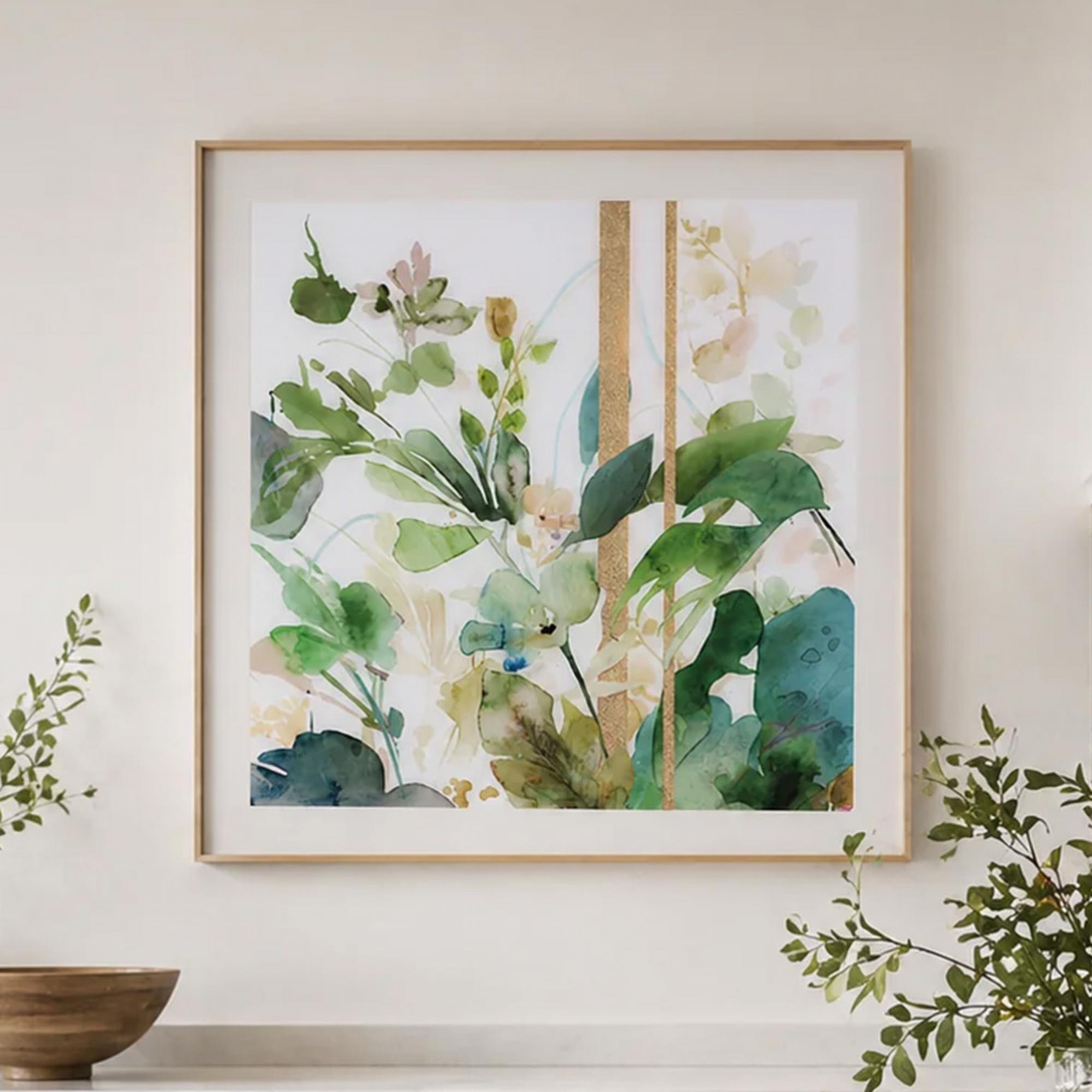 Mindy Brownes Floral Print Photo Frame - Green and Glistening Gold