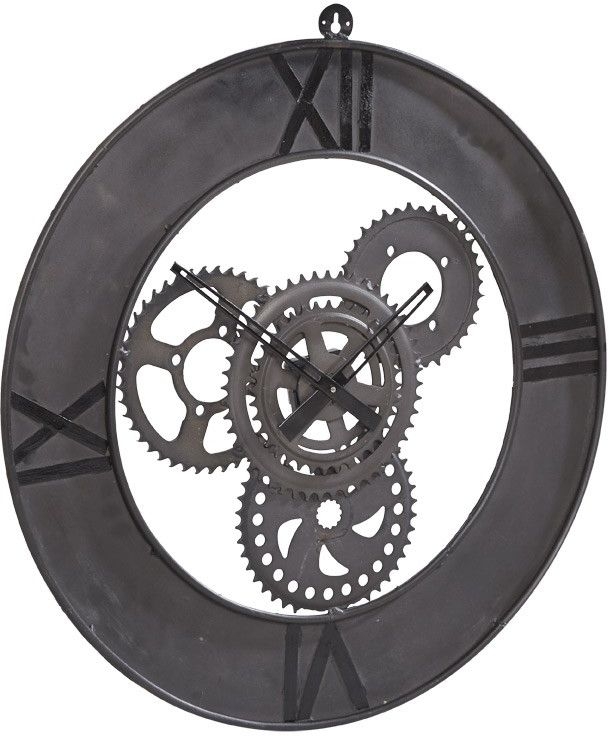 Forks Wall Clock - Round - Industrial - Black Metal
