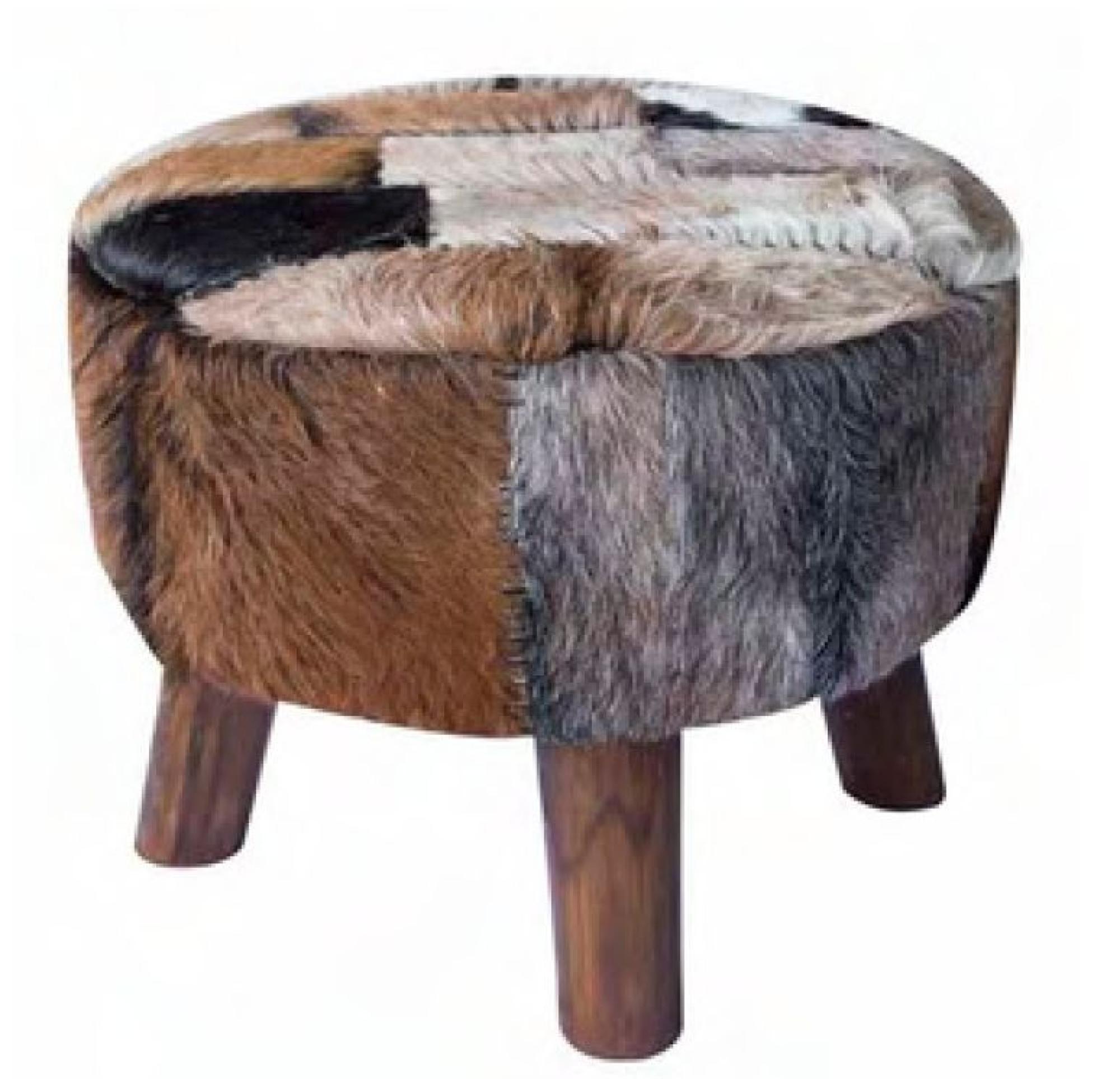 Frankfort Pouffe - Large - Round - Brown Goat Skin