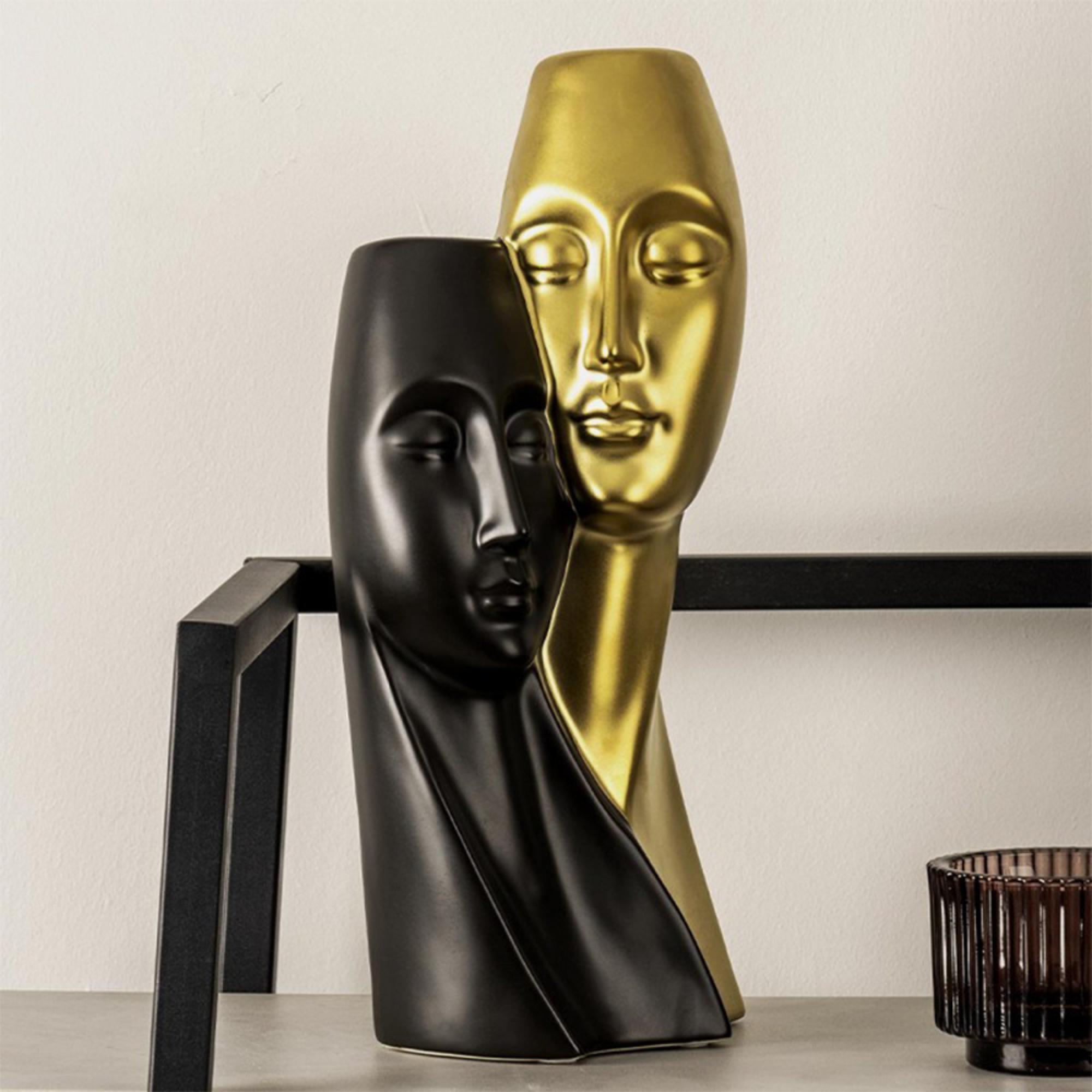 Sculpture - Gold and Black Ceramic - Couple