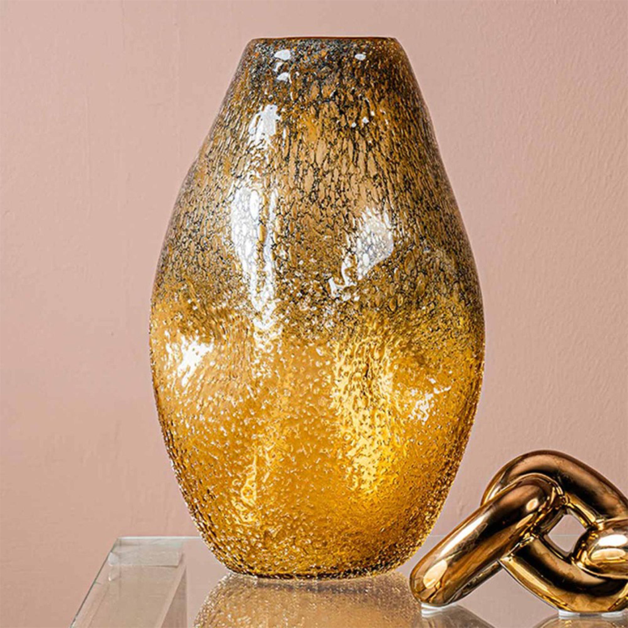 Vase - Handmade - Amber Yellow Glass - Large