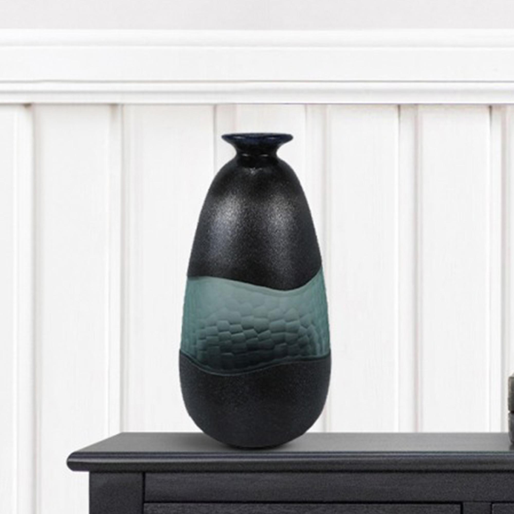 Vase - Handmade - Black and Green Glass