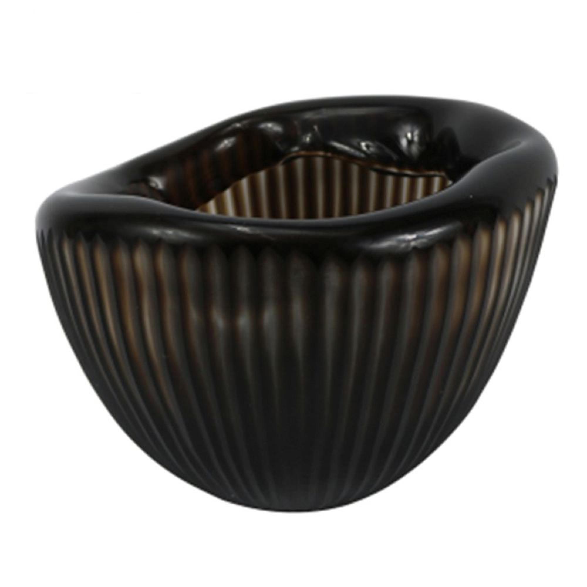 Vase - Handmade - Brown Pleated Glass - Small