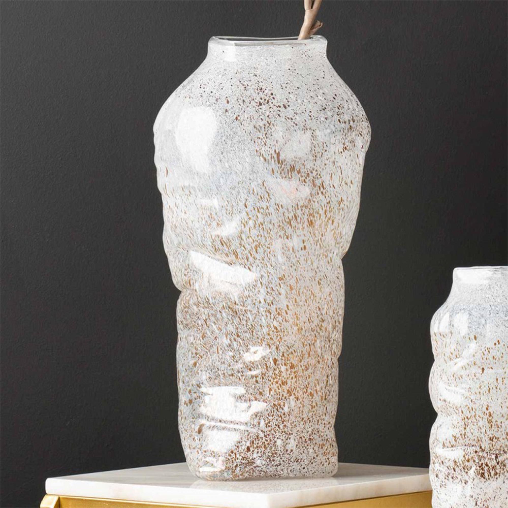 Vase - Handmade - White and Gold Glass