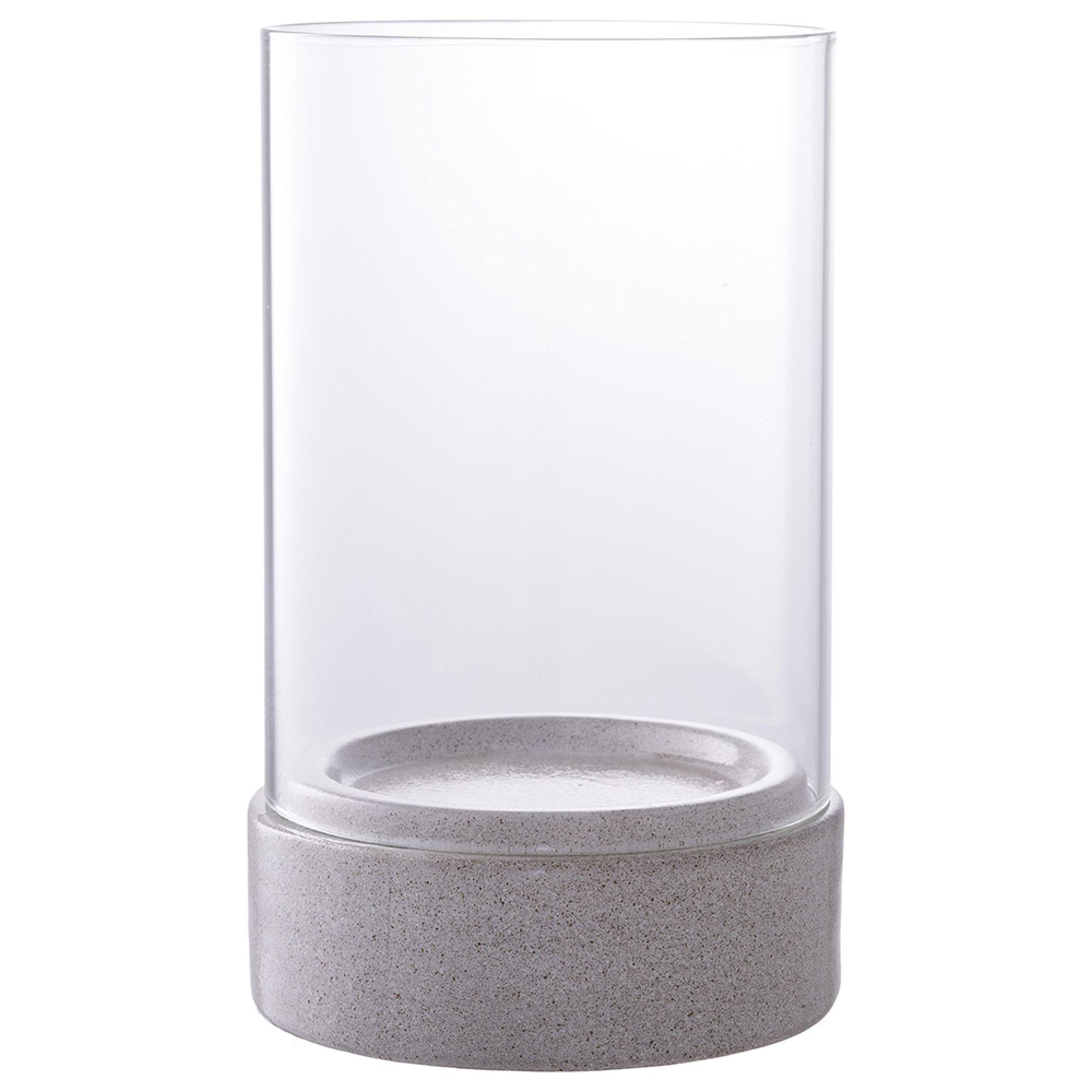 Hurricane Candle Holder - Glass & Ceramic - Grey