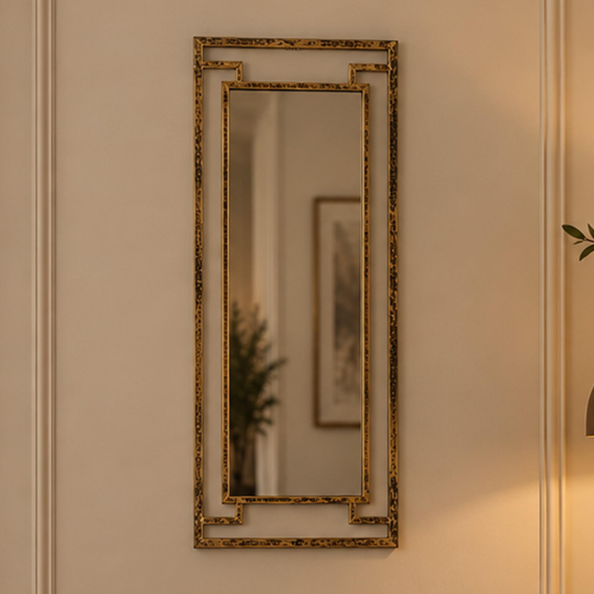 Imogen Antique Gold Rectangular Wall Mirror - 41cm x 91cm
