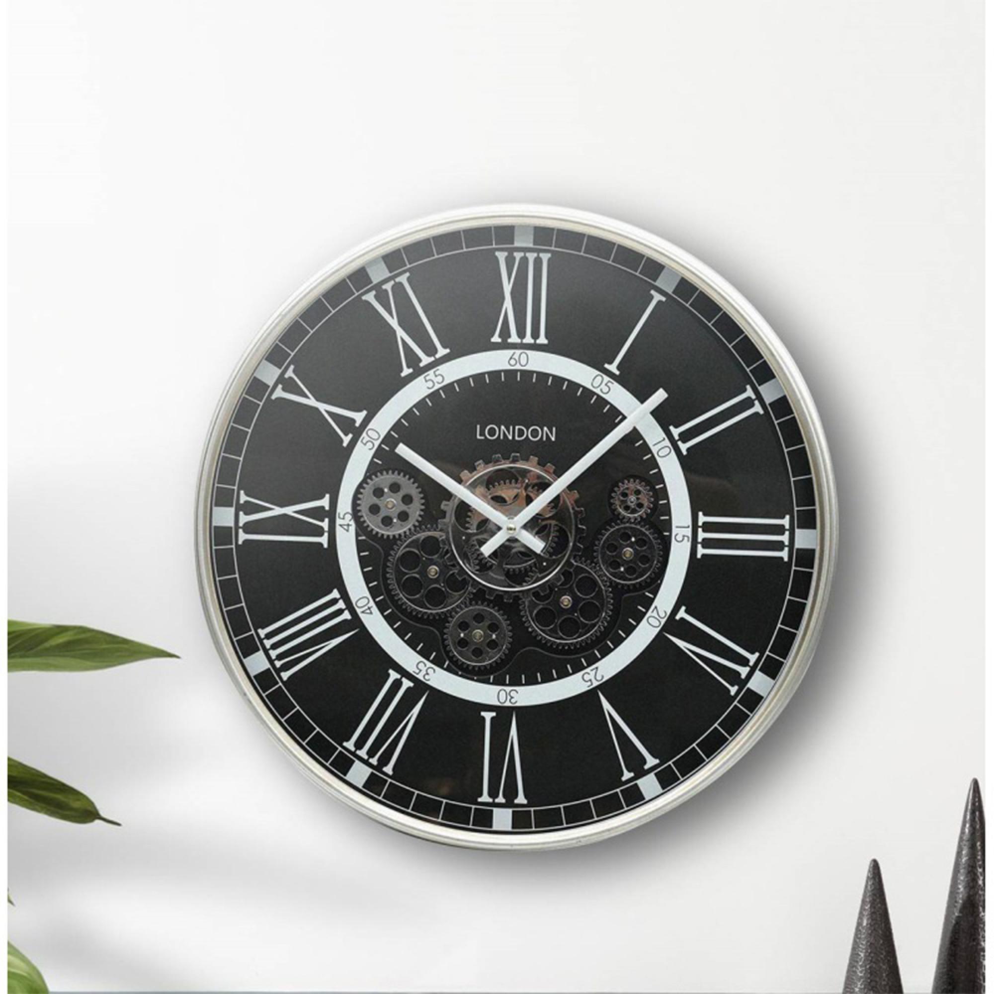 Wall Clock - Round - Industrial Antique Grey Gears