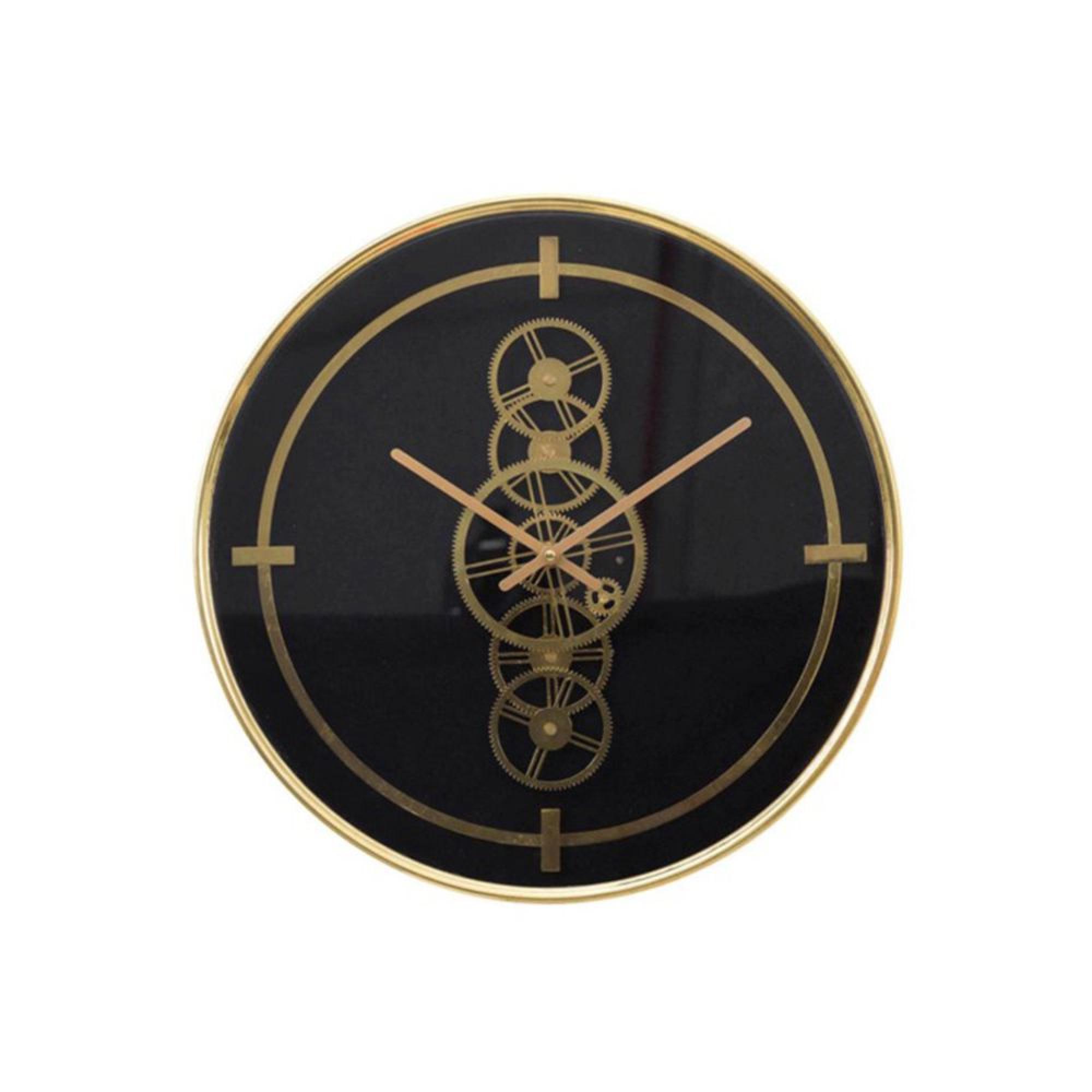 Wall Clock - Round - Industrial Black and Gold Gears