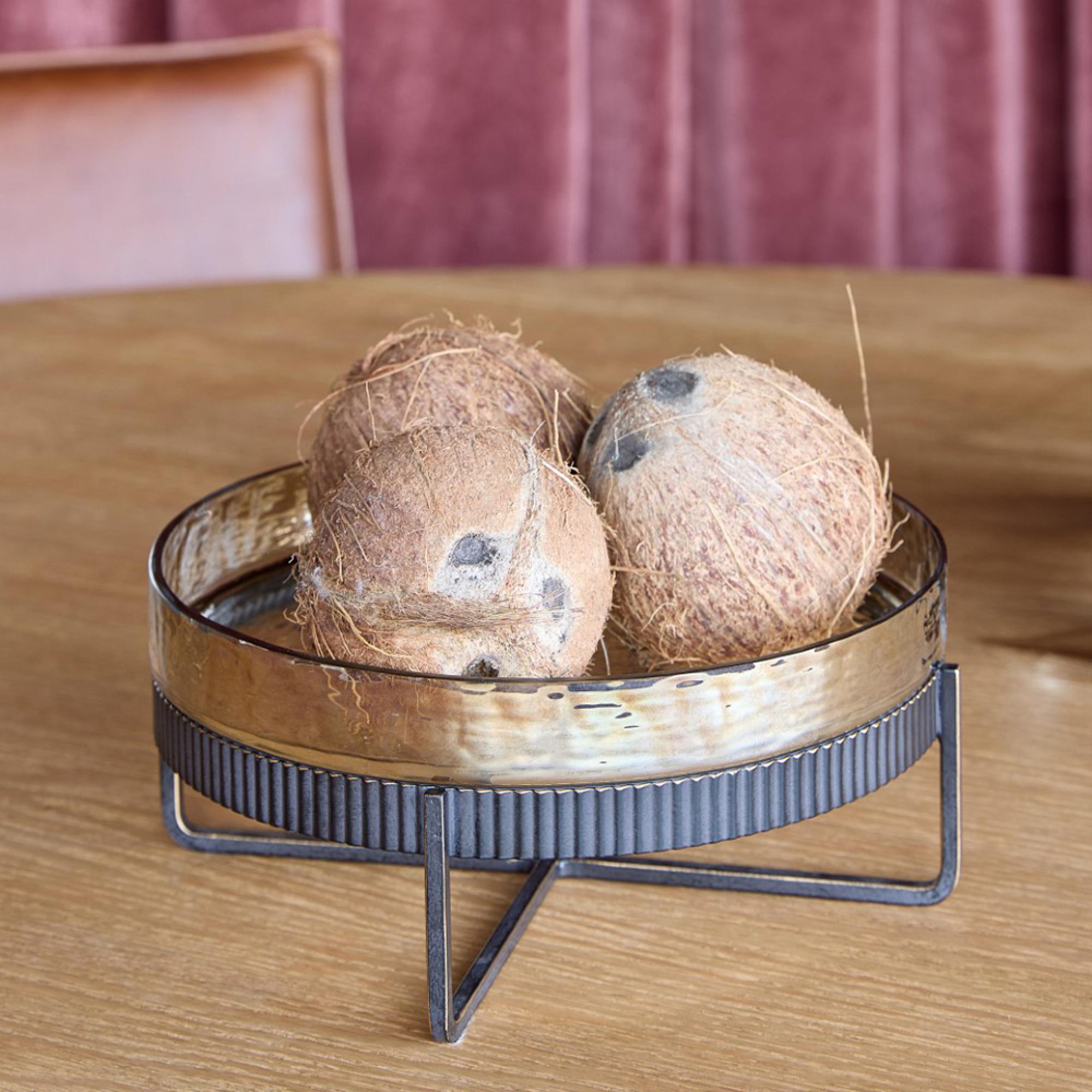 Beresford Platter - Brown Glass - Round - On Stand