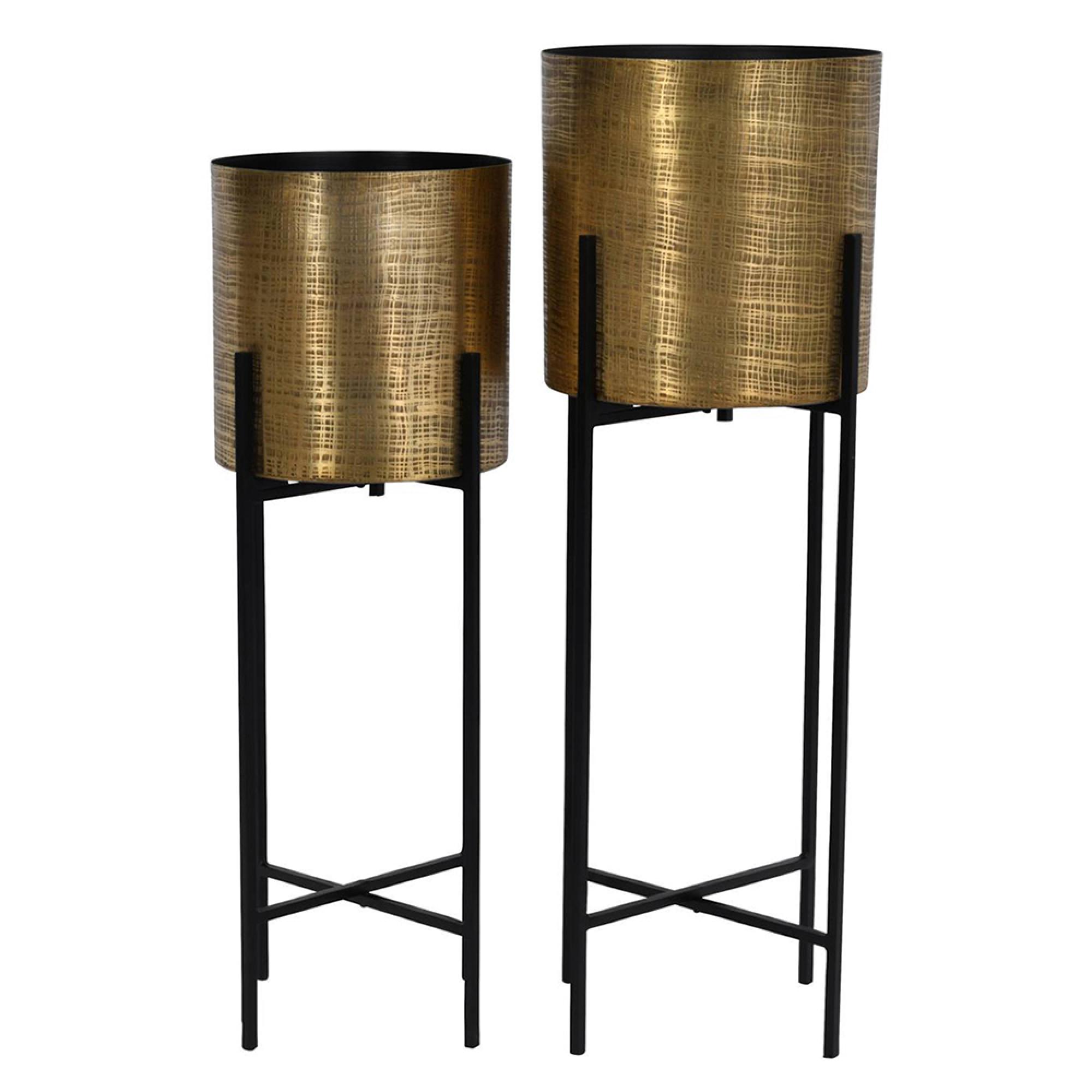 Clyde Planter - Antique Brass - Floor Standing - Set of 2
