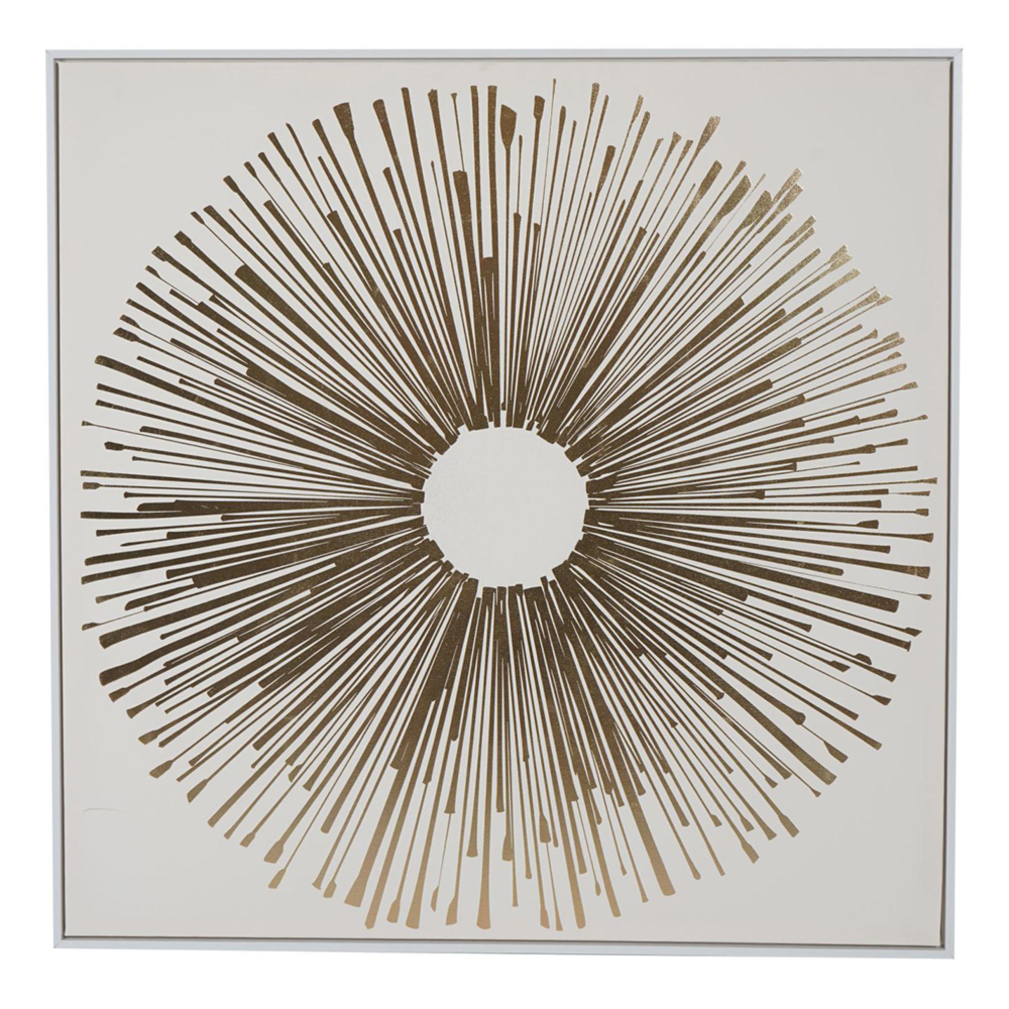 Sunburst Wall Art - Golden Foiled Canvas - Square
