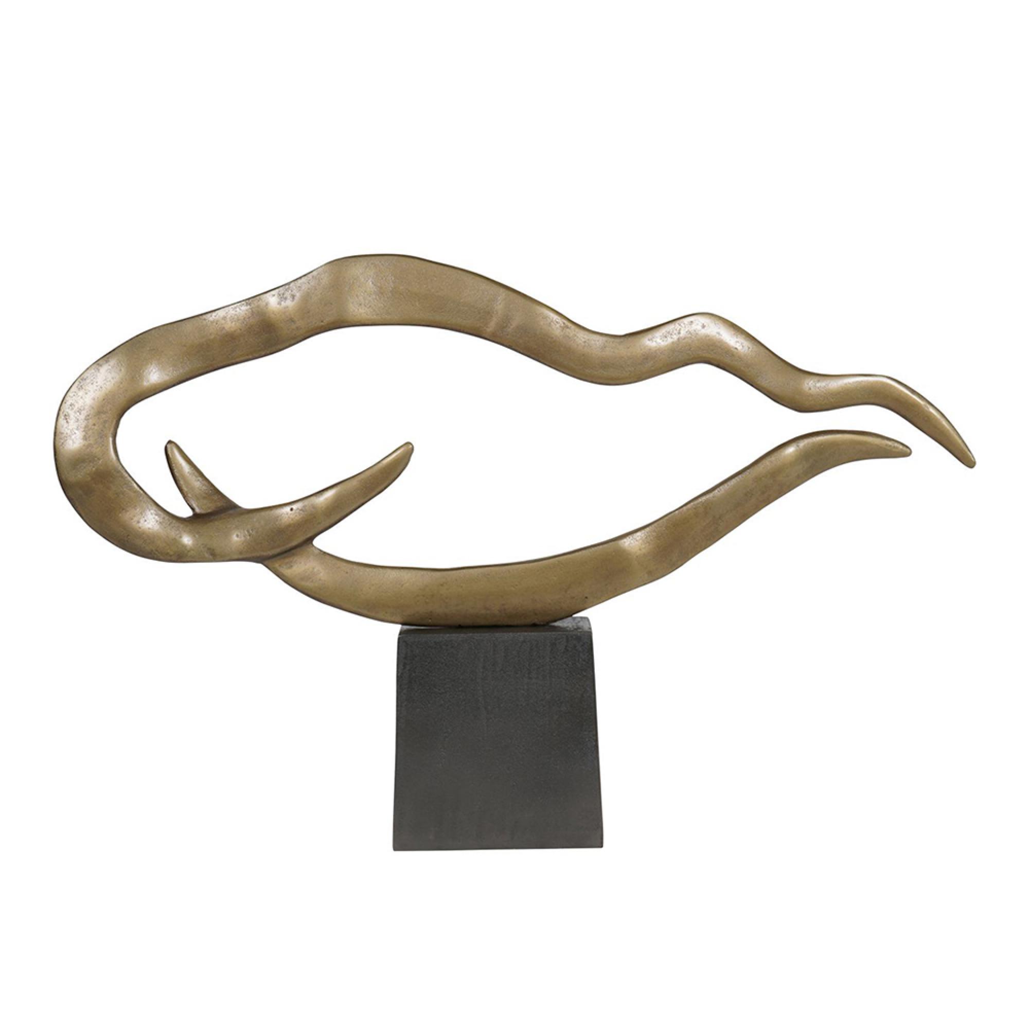 Isla Sculpture - Antique Brass Metal - Small - Abstract
