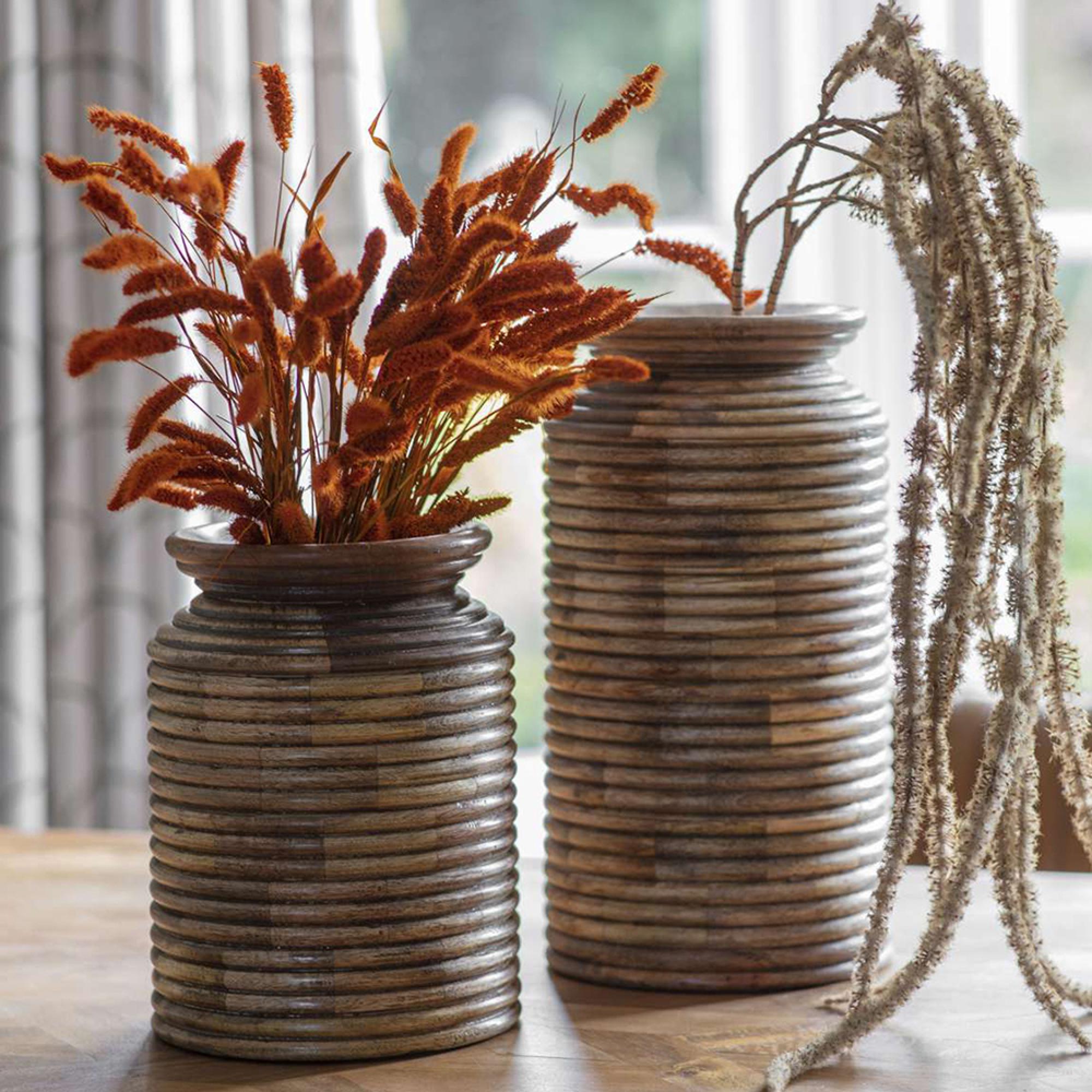 Leon Vase - Natural Mango Wood - Set of 2