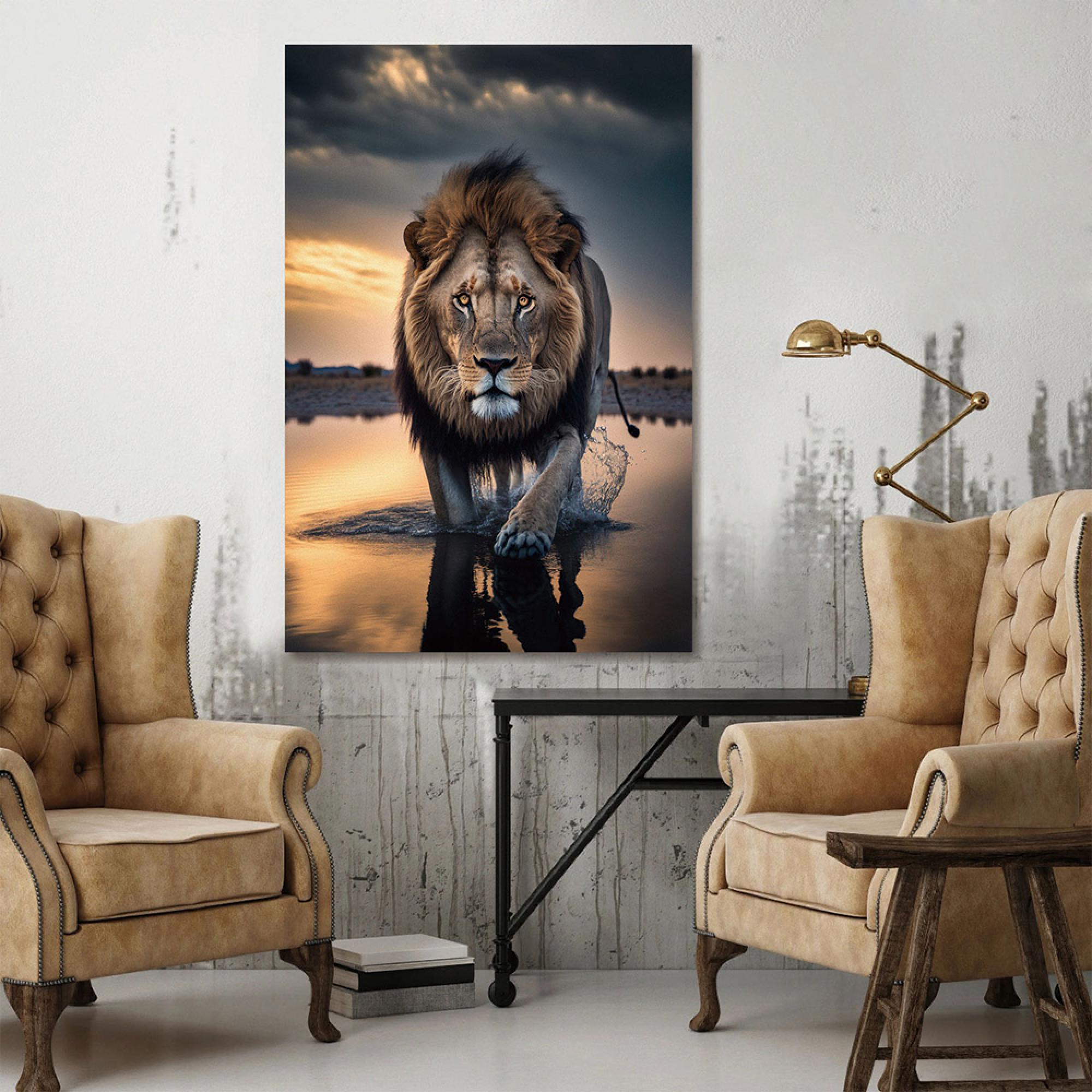 Lion Walk Tempered Glass Wall Art