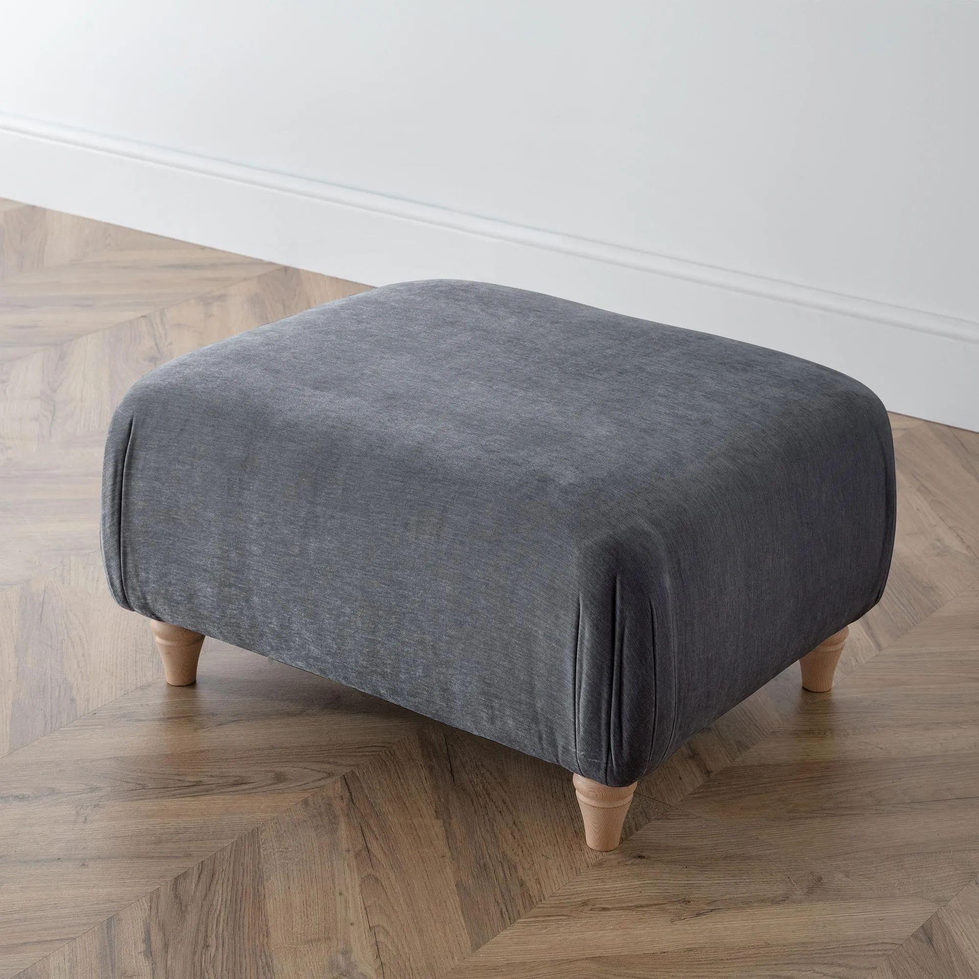 Manhattan Footstool - Charcoal Fabric