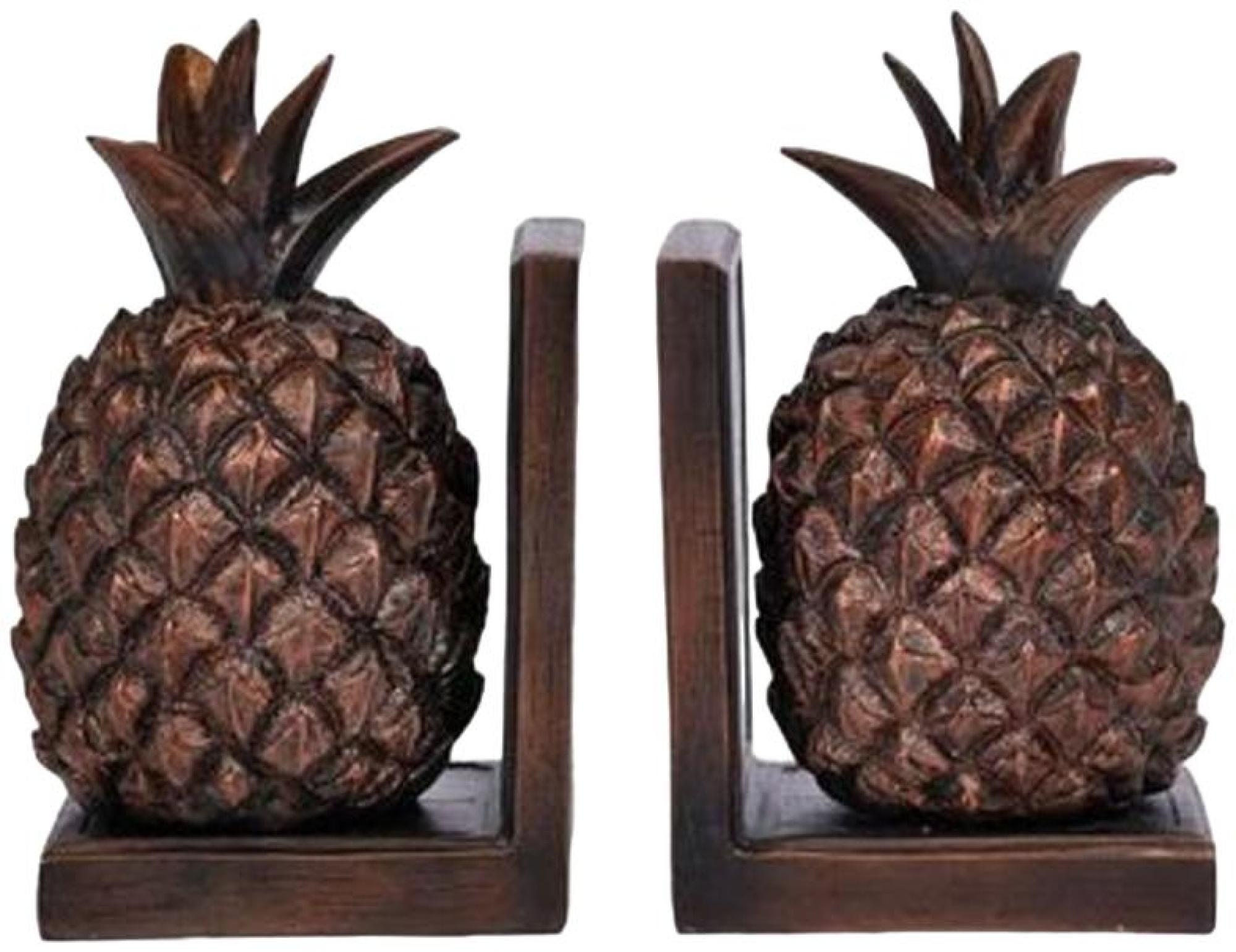 Copper Wood Pineapple Bookends