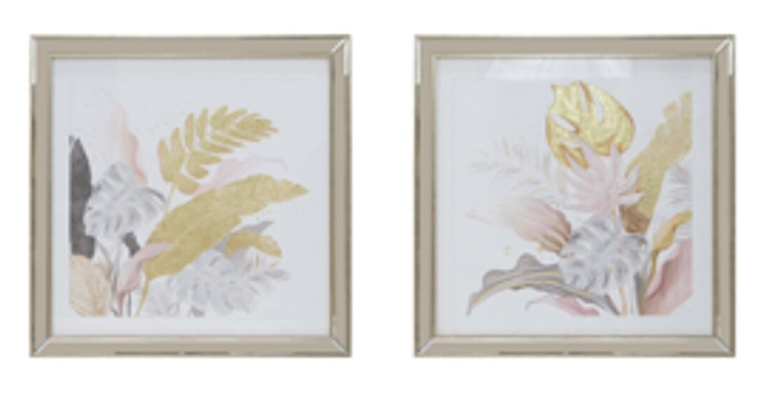 Tropical Floral Prints Photo Frame - Gold - Set of 2