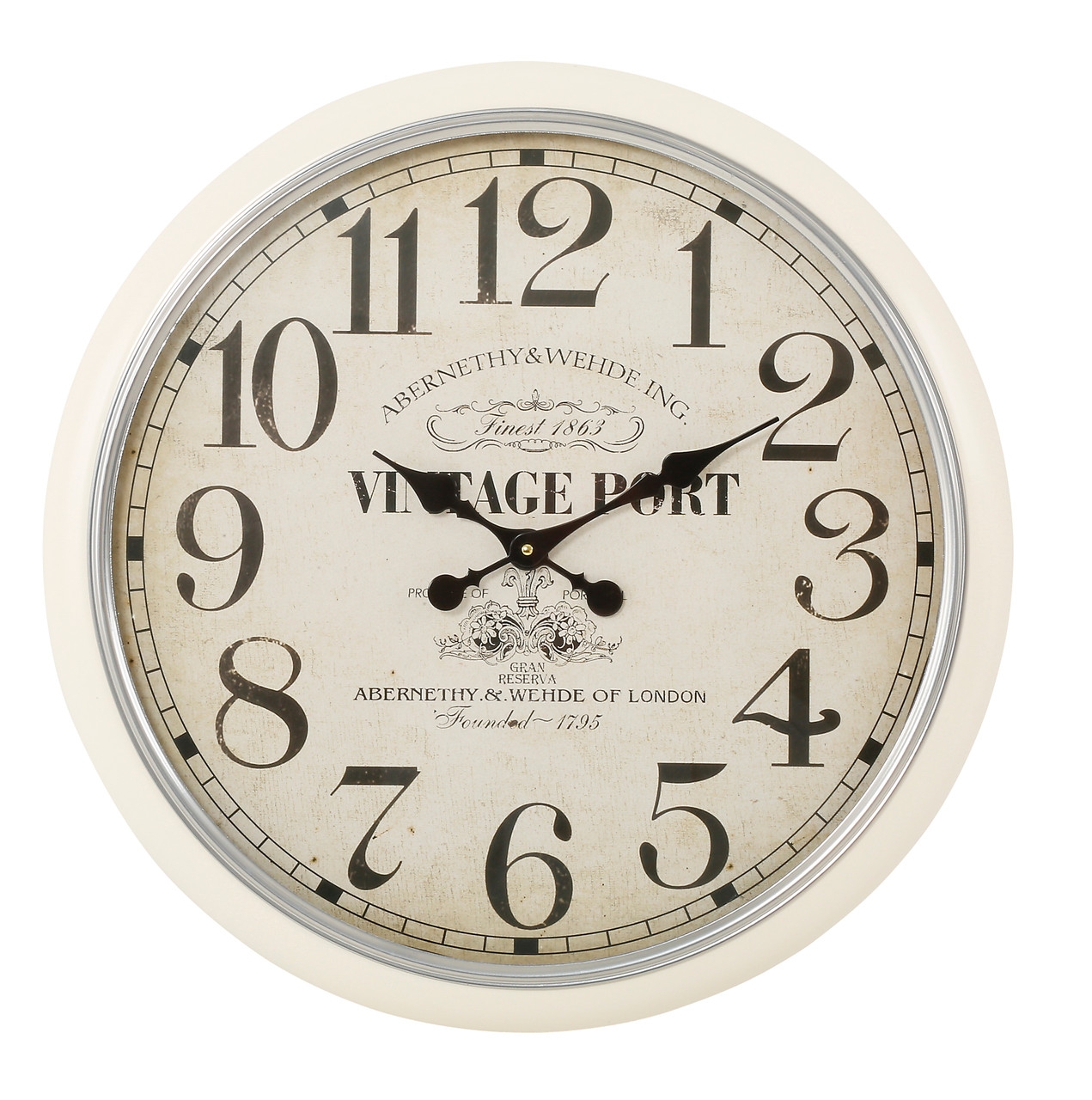 Vintage Port Cream Wall Clock - Round - Dia 63cm - Set of 2