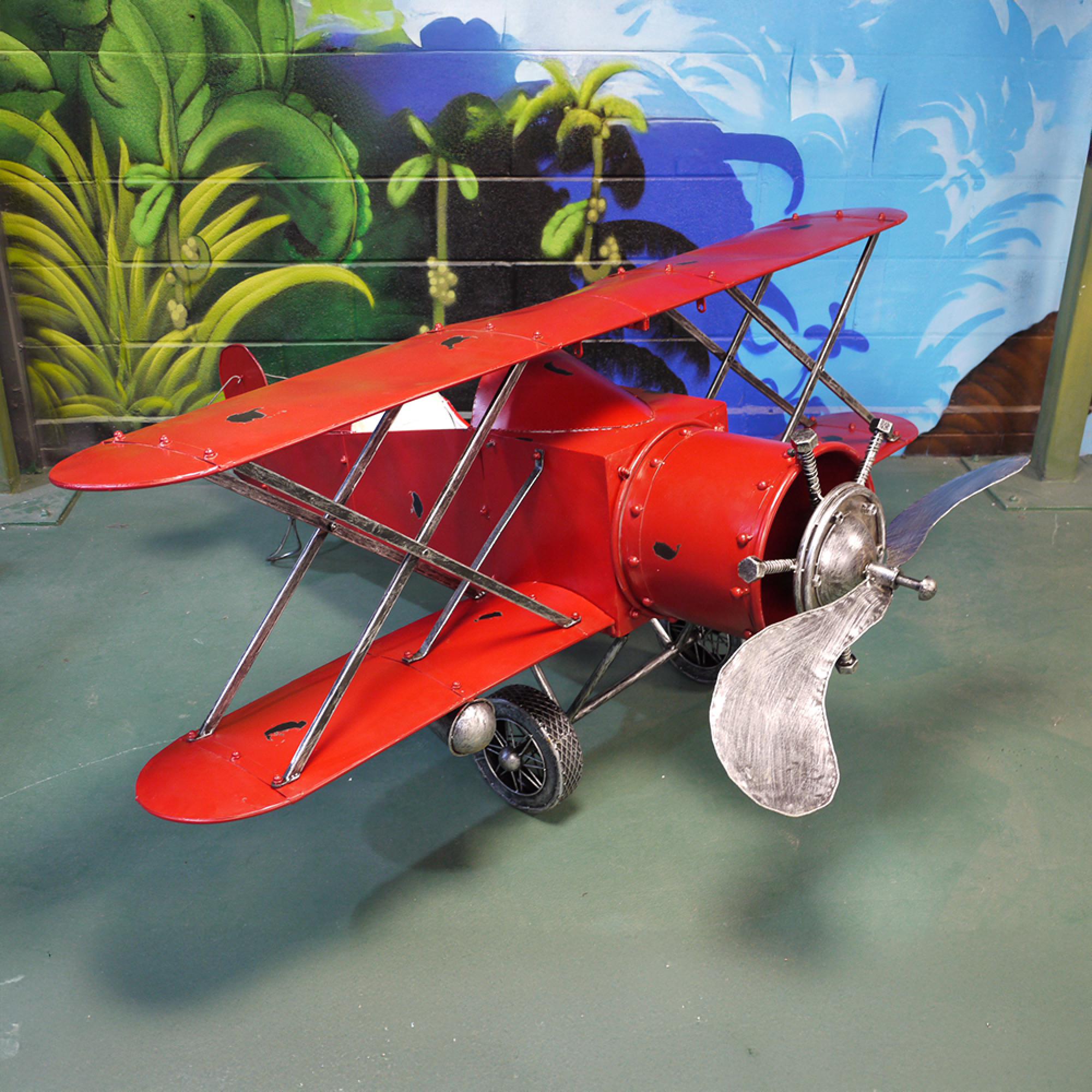 Aeroplane Statue - Red - Metal