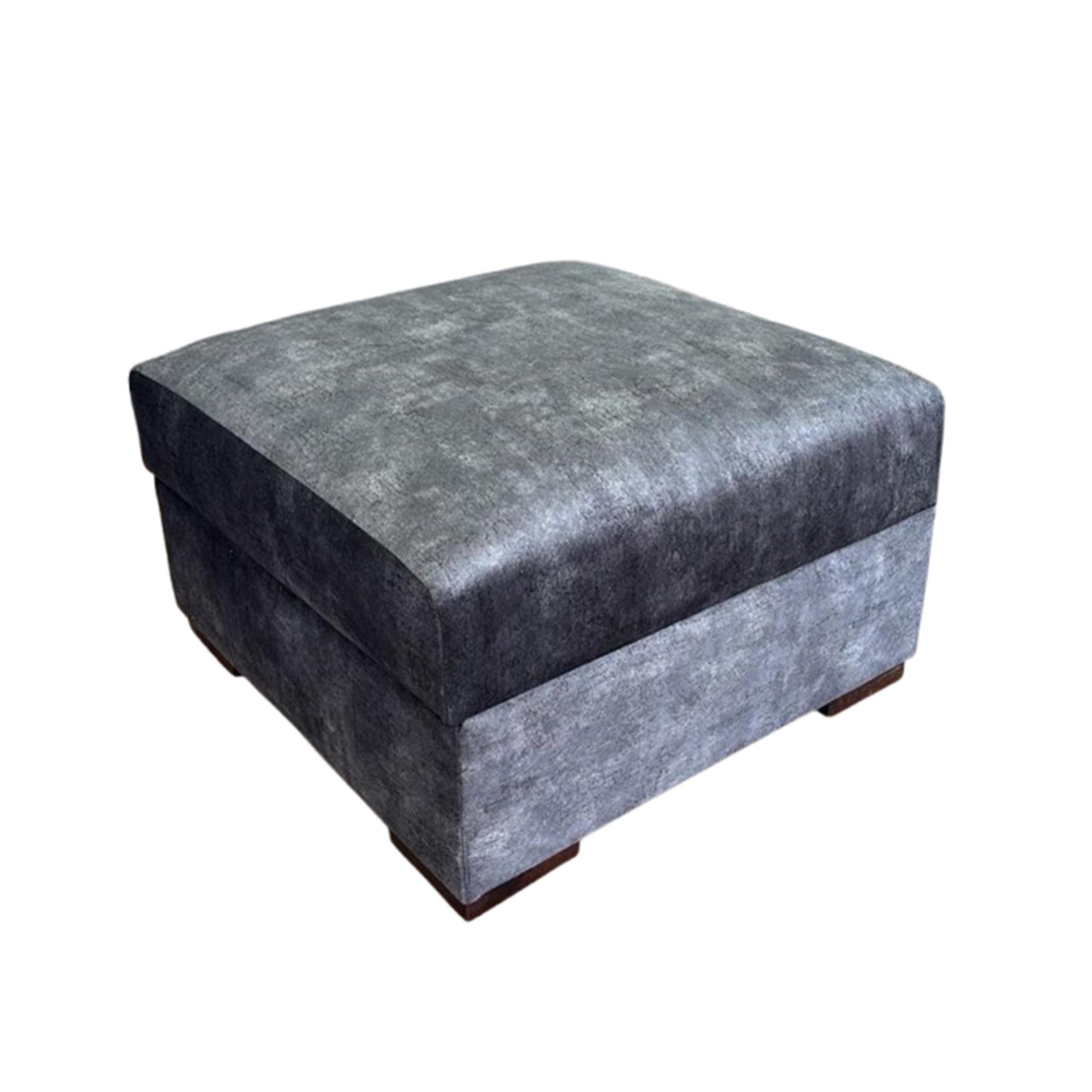 Serena Storage Footstool - Charcoal Black Fabric