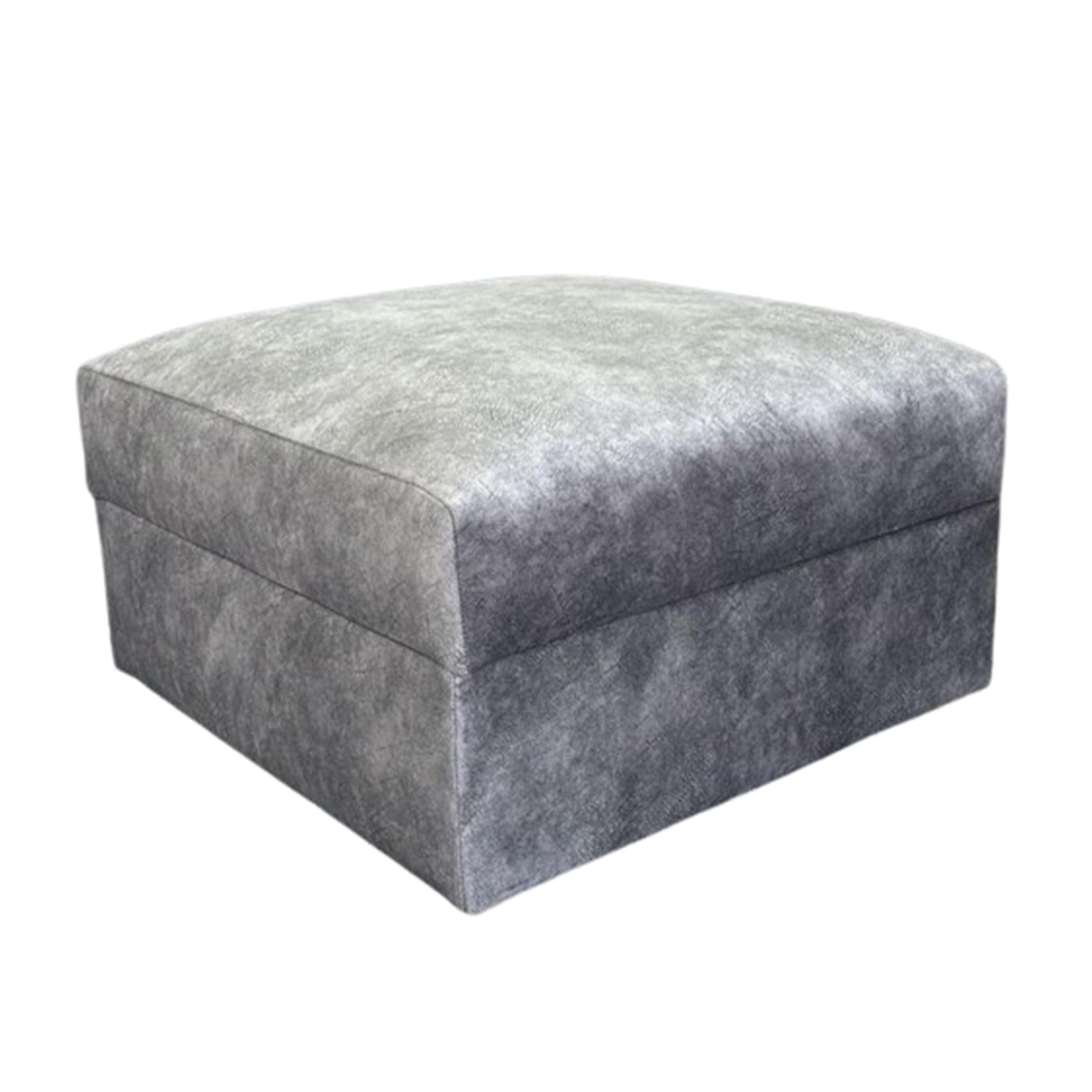 Serena Storage Footstool - Silver Grey Fabric