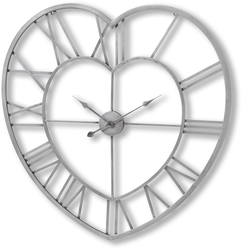 Skeleton Wall Clock - Silver Heart - 89cm x 89cm