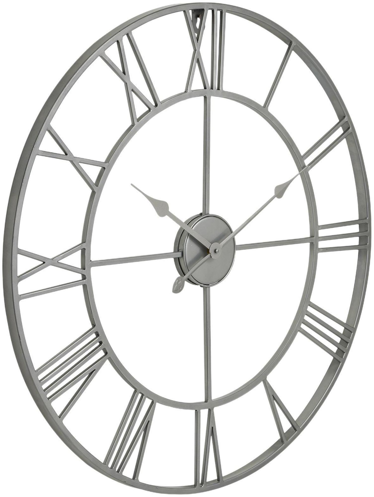 Skeleton Wall Clock - Silver Metal - 70cm x 70cm