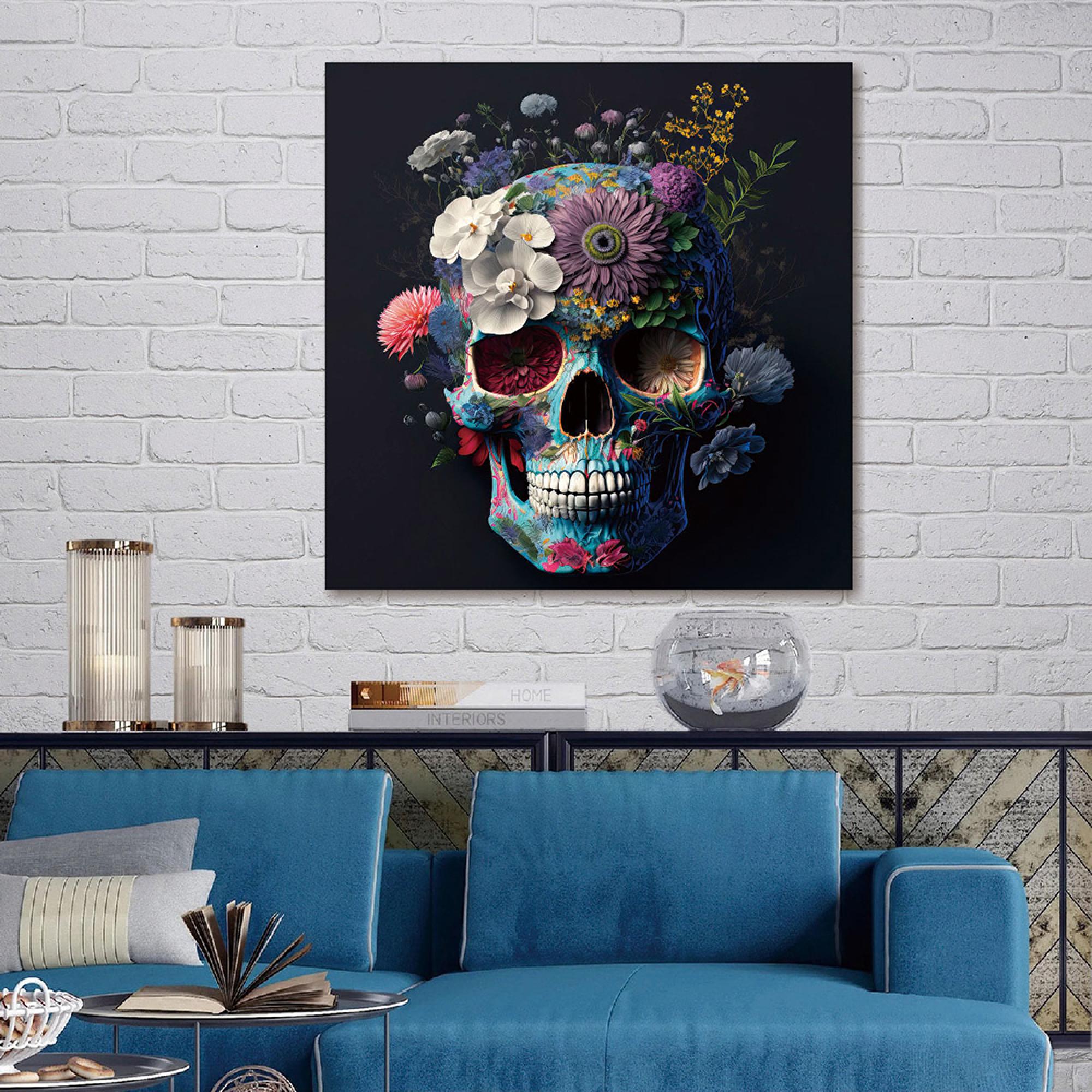 Skull with Flower Wall Art