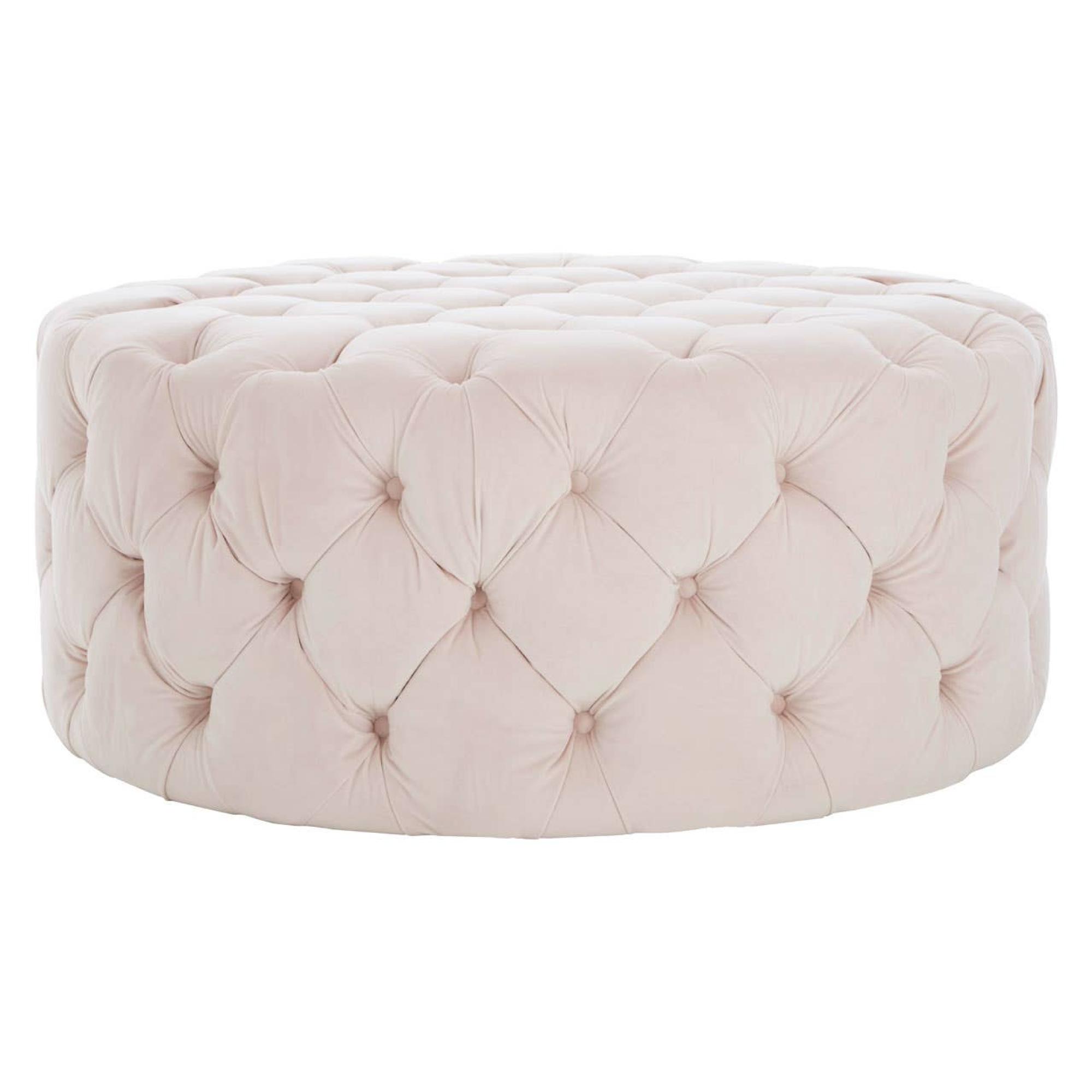 Suri Footstool - Round - Pink Tufted