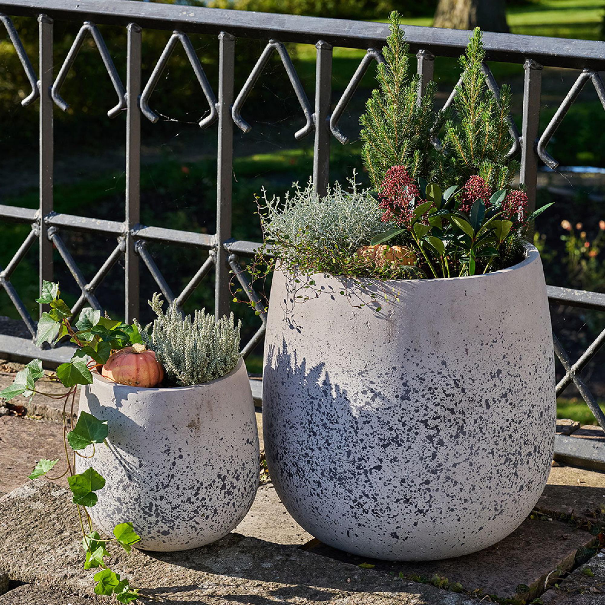 Sutton Fiberclay Pot - Grey - Set of 2