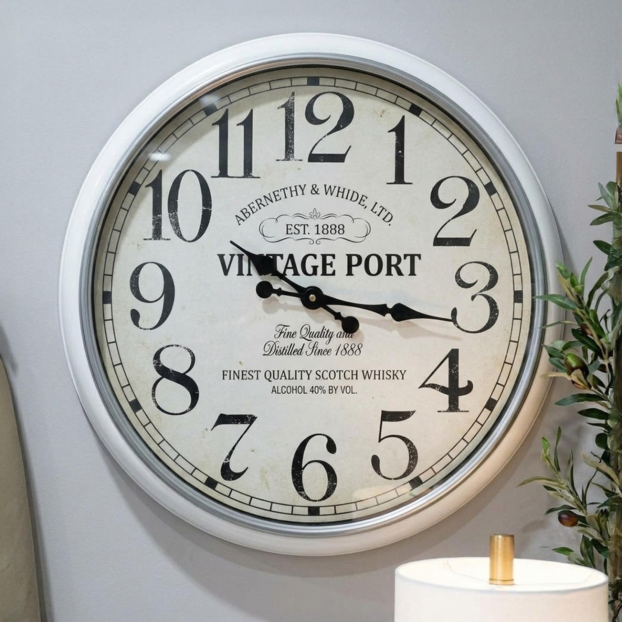 Vintage Port Cream Wall Clock - Round - Dia 63cm - Set of 2